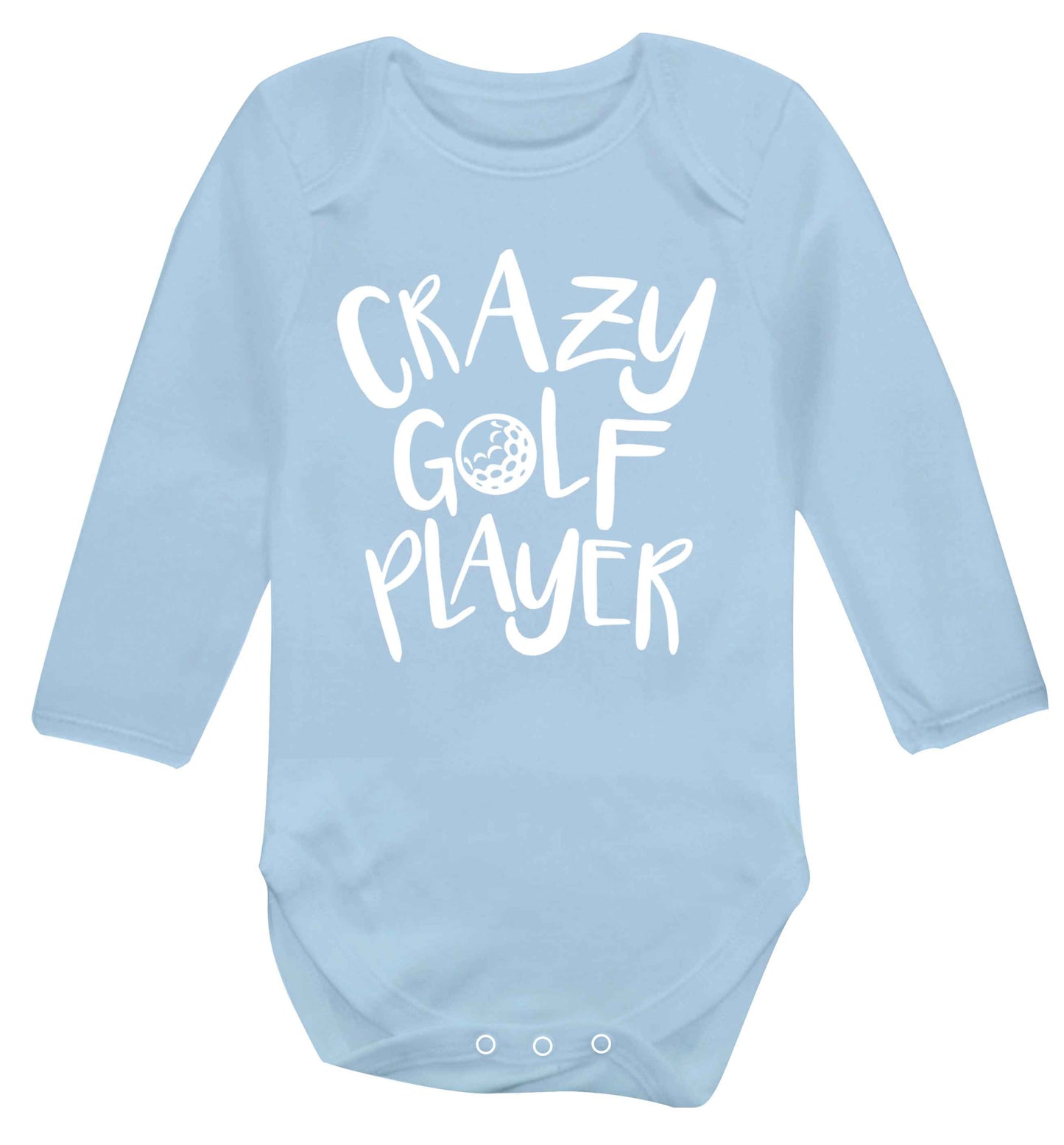 Crazy golf player Baby Vest long sleeved pale blue 6-12 months