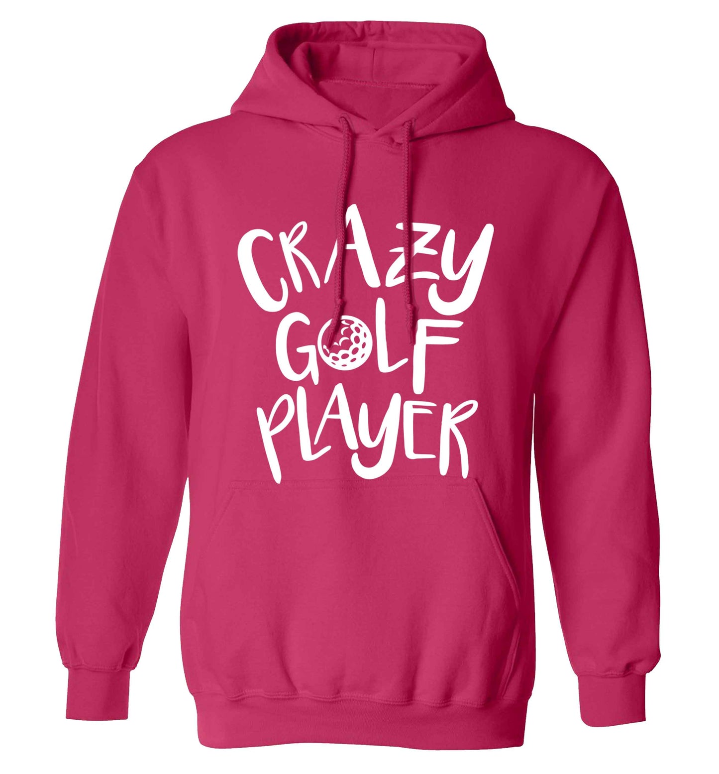 Crazy golf player adults unisex pink hoodie 2XL