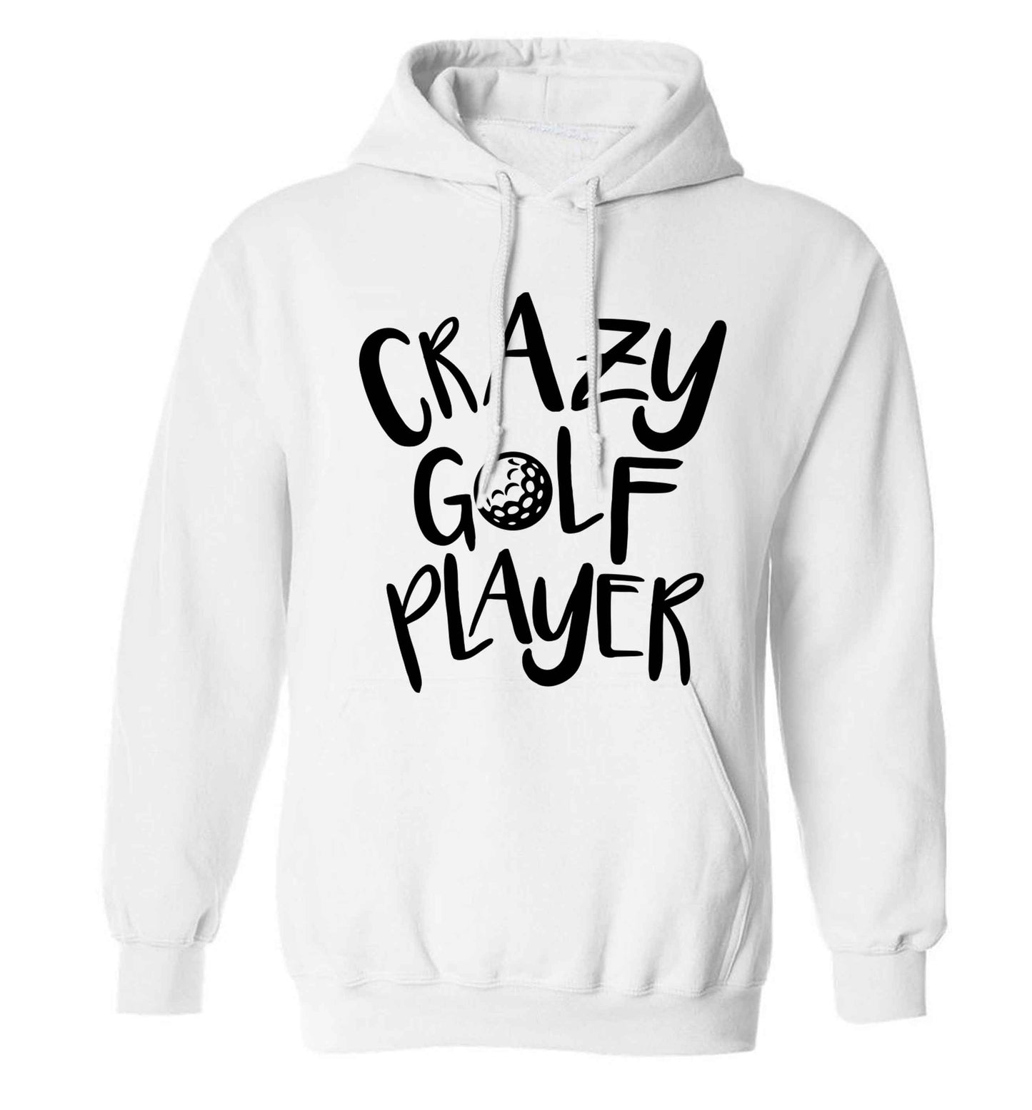 Crazy golf player adults unisex white hoodie 2XL