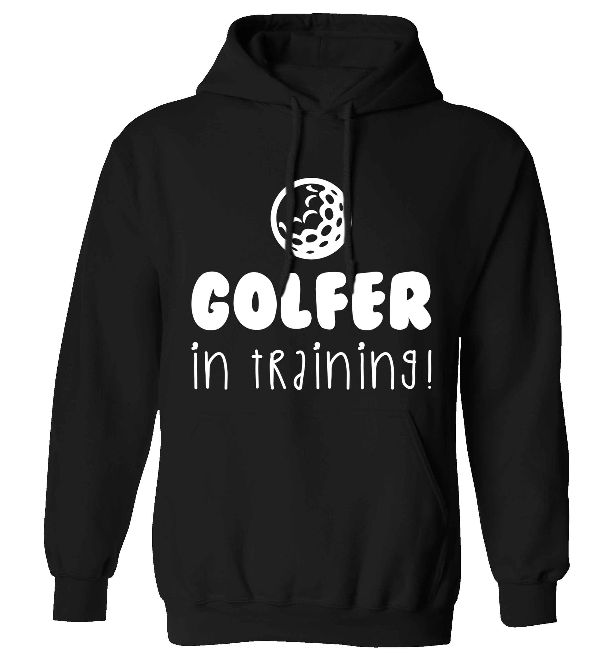 Golfer in training adults unisex black hoodie 2XL