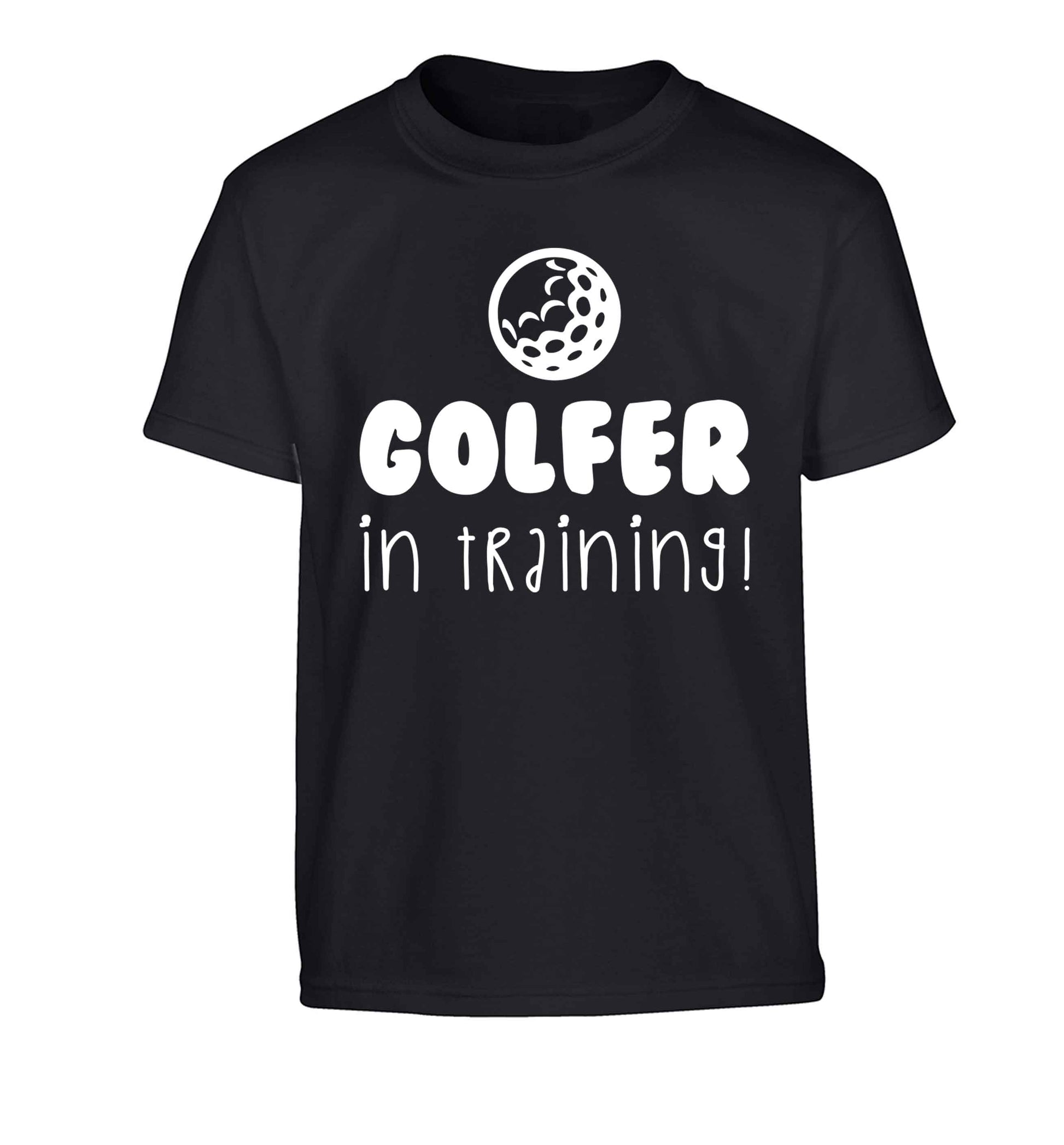 Golfer in training Children's black Tshirt 12-13 Years
