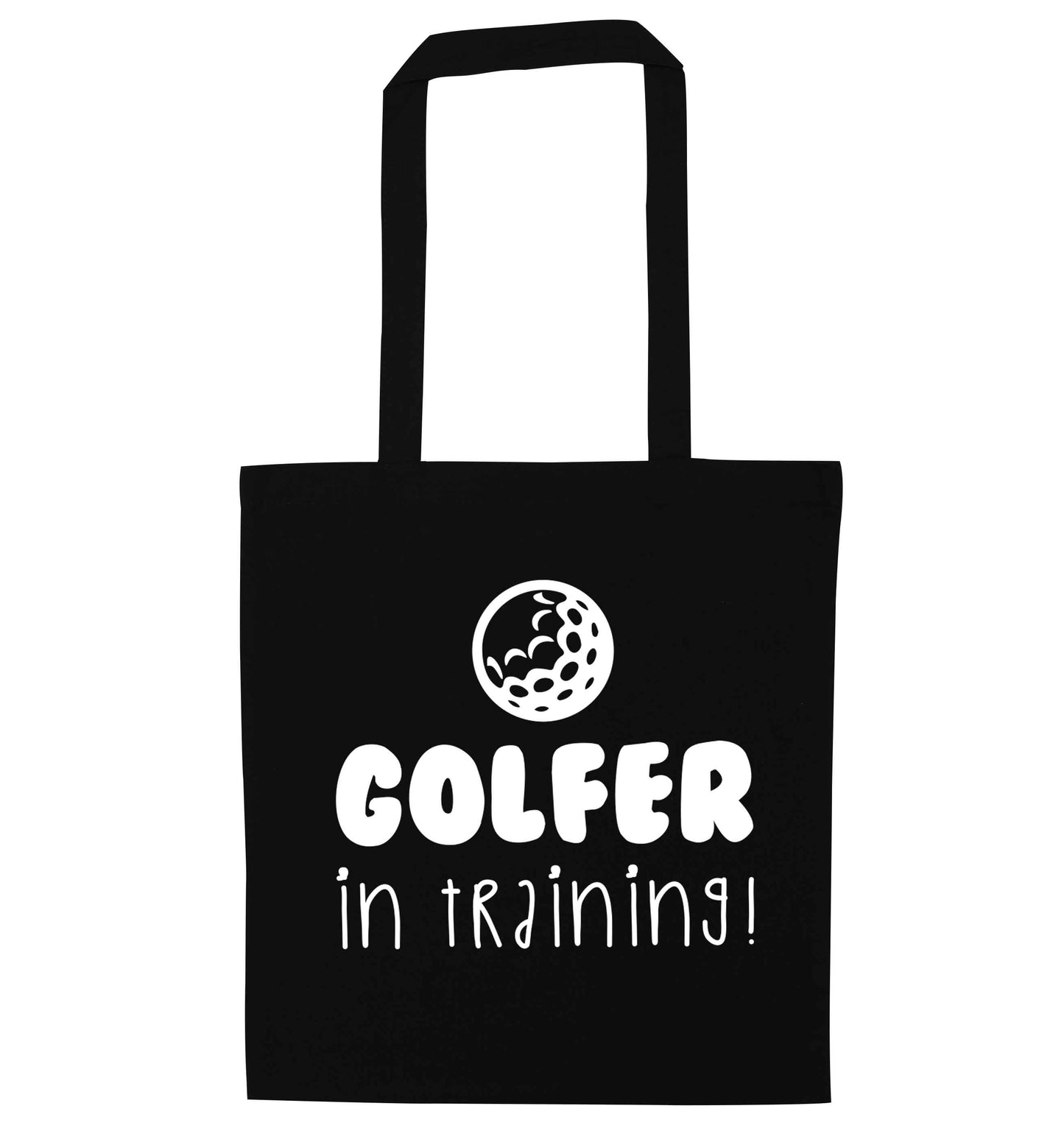 Golfer in training black tote bag