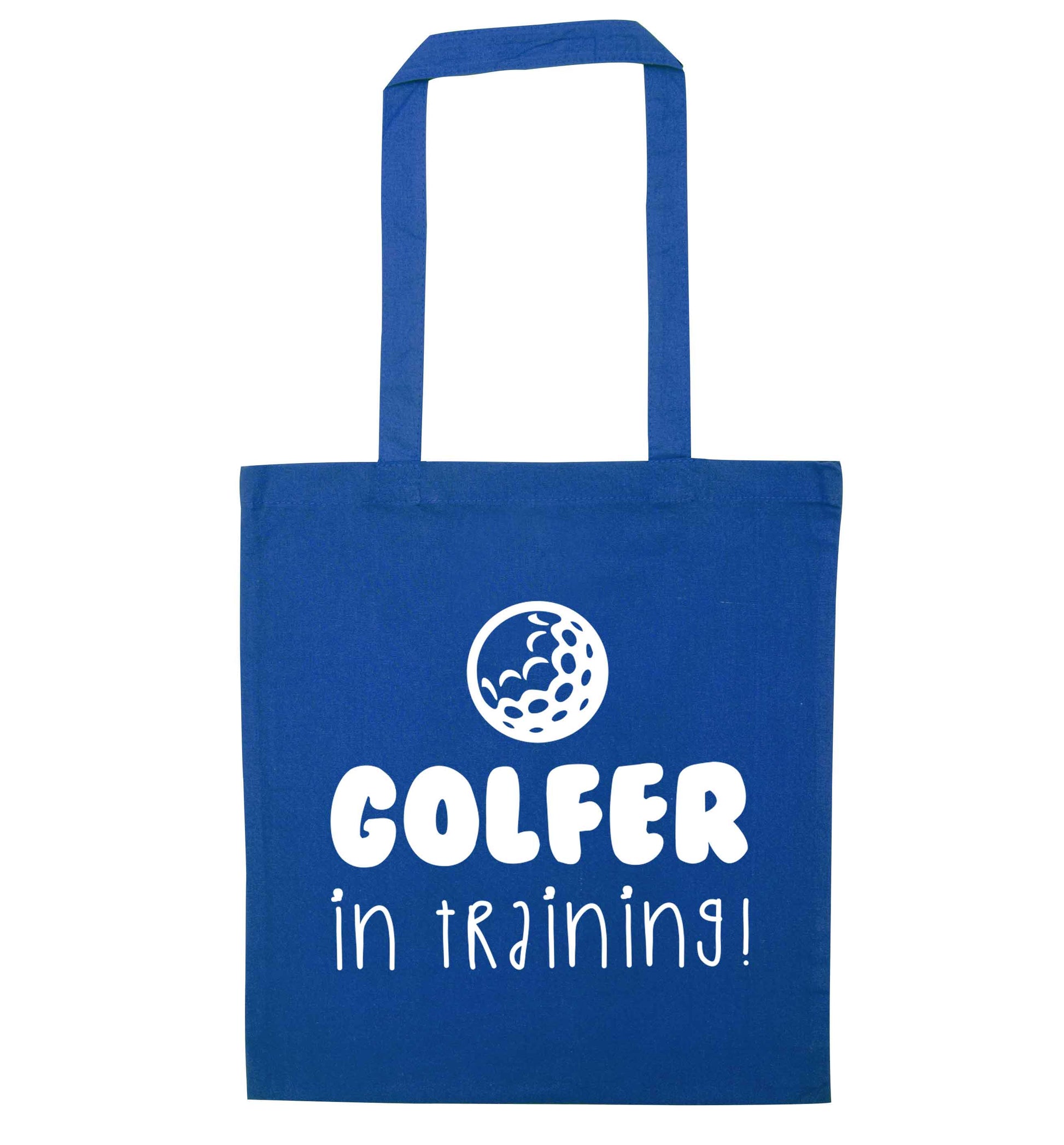 Golfer in training blue tote bag