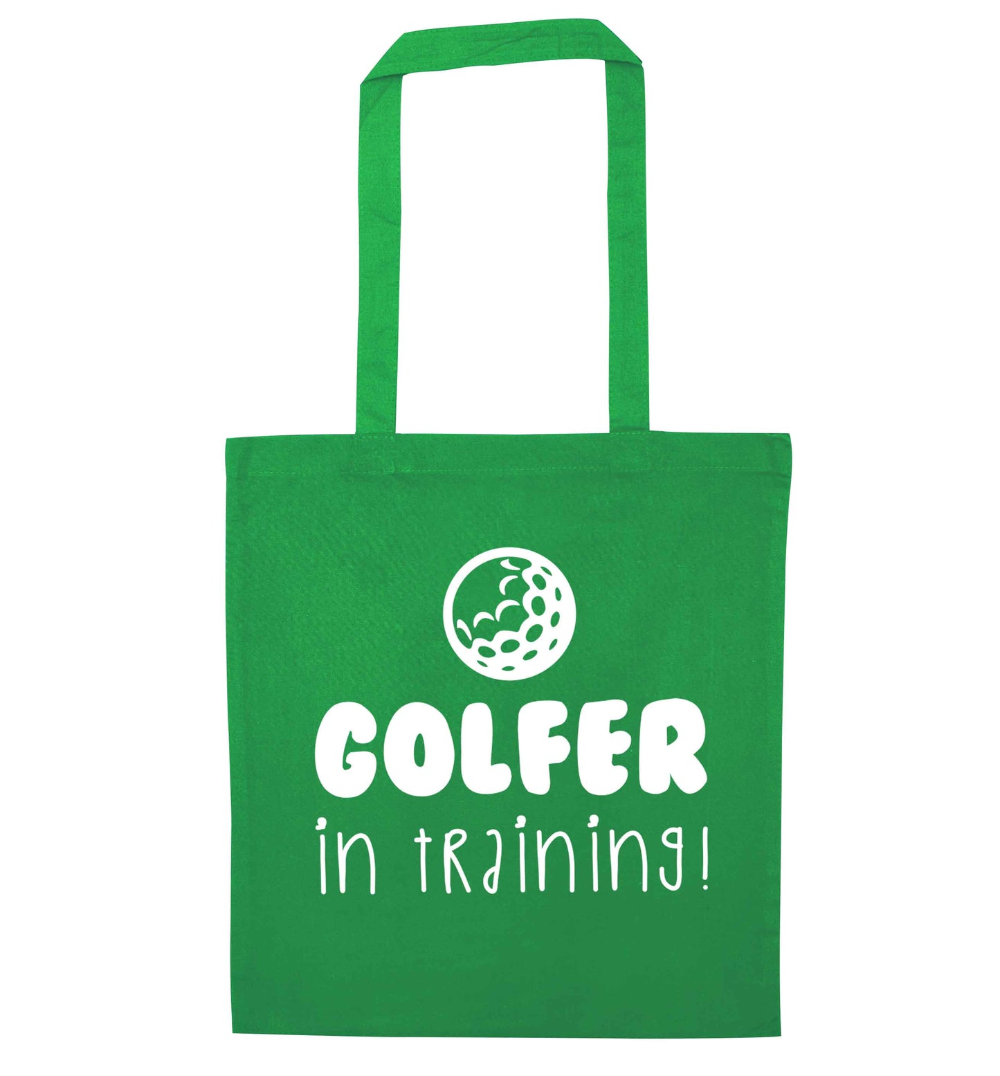Golfer in training green tote bag