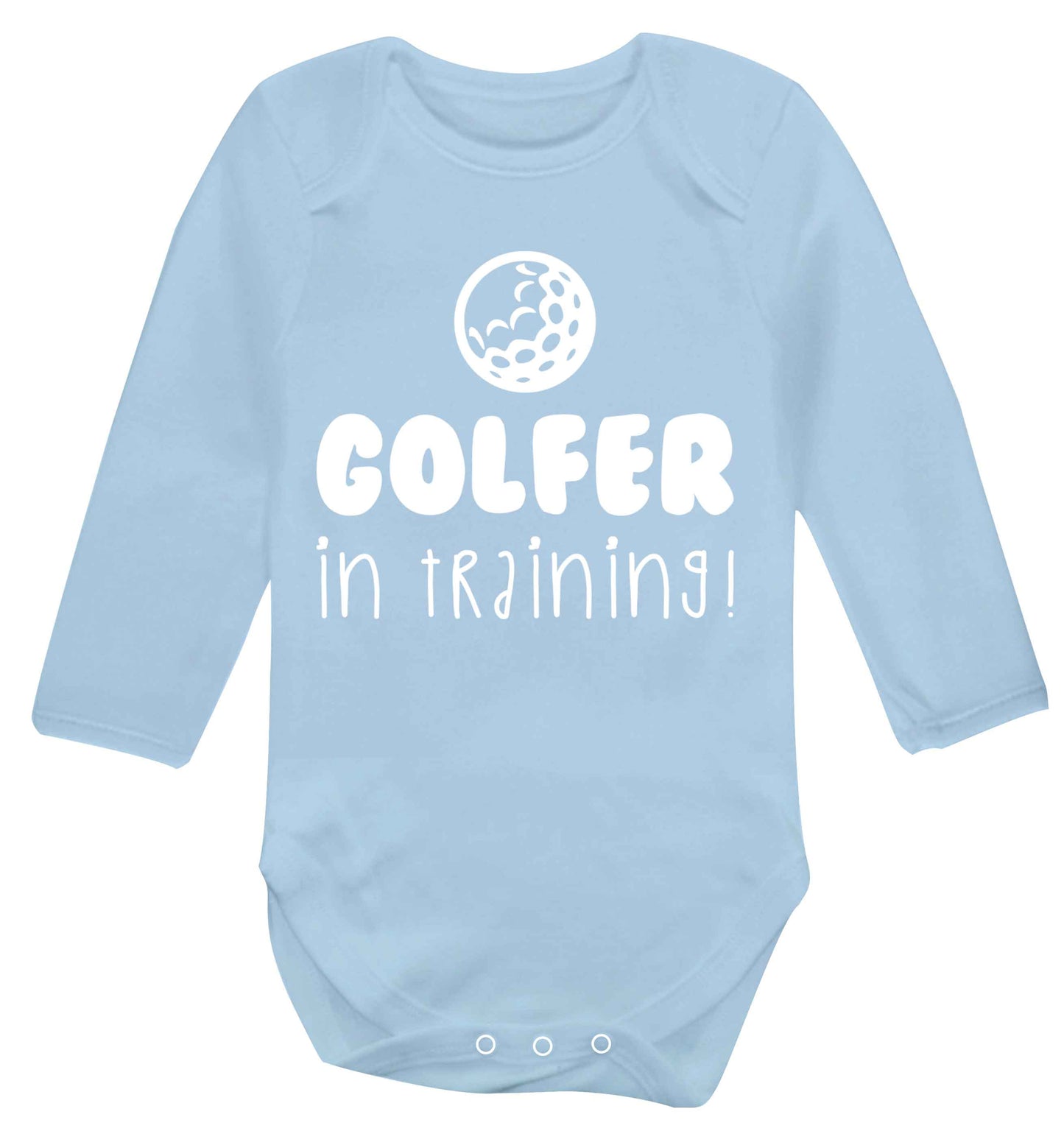 Golfer in training Baby Vest long sleeved pale blue 6-12 months