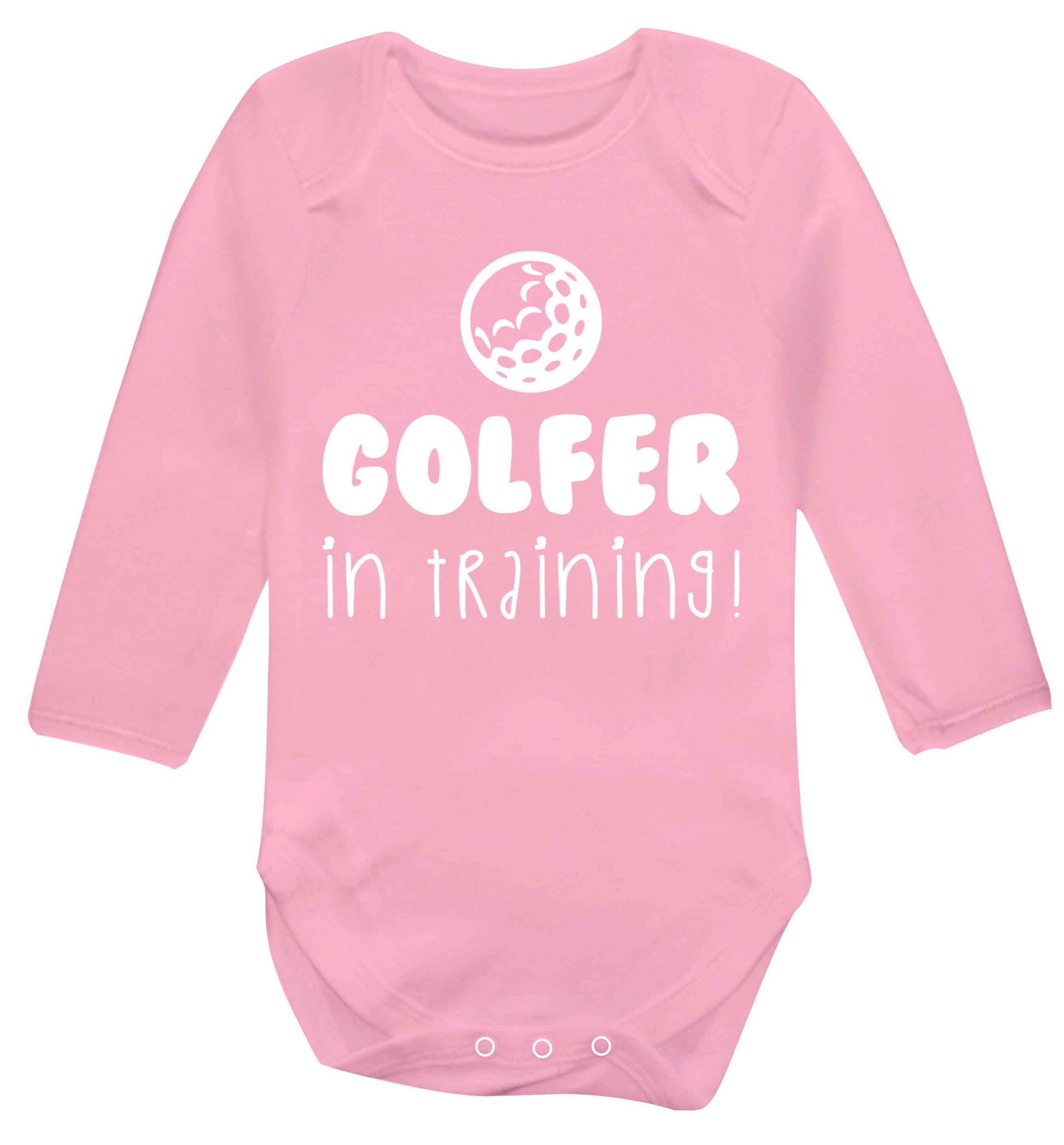 Golfer in training Baby Vest long sleeved pale pink 6-12 months