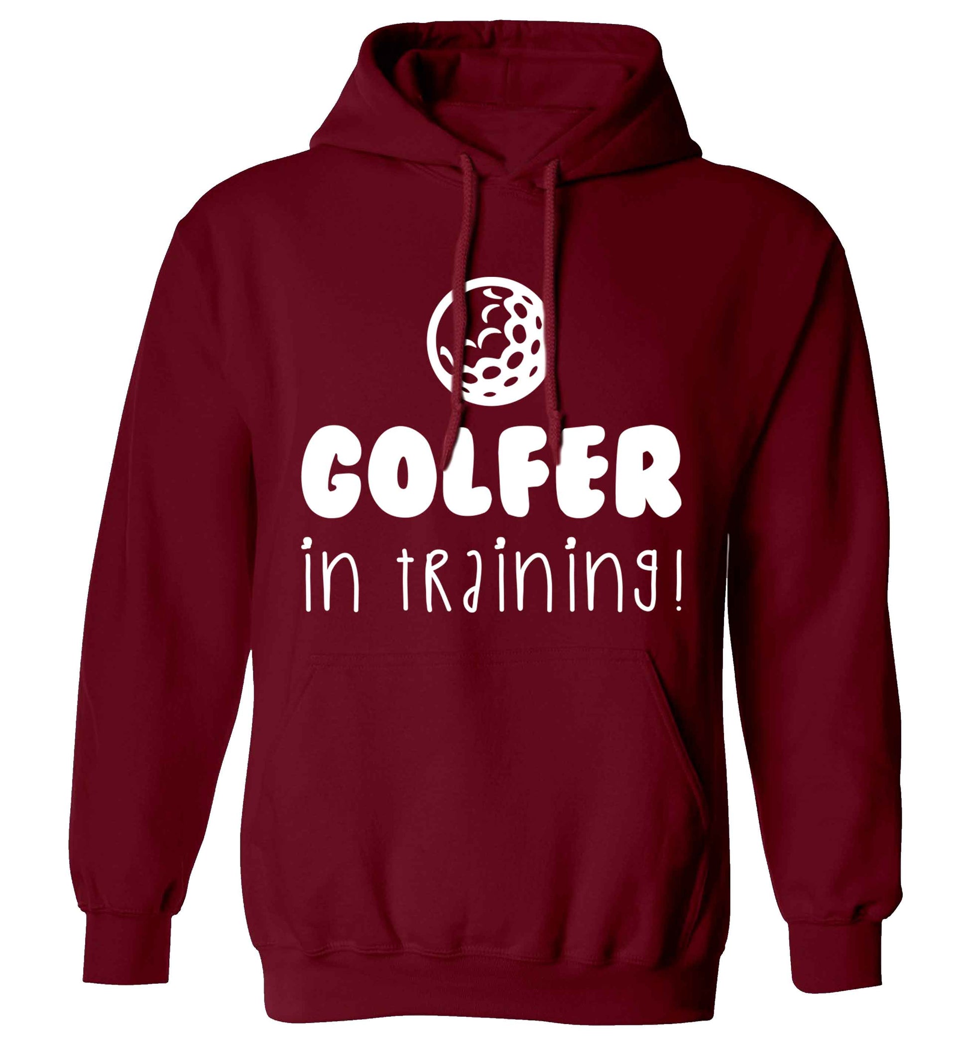 Golfer in training adults unisex maroon hoodie 2XL