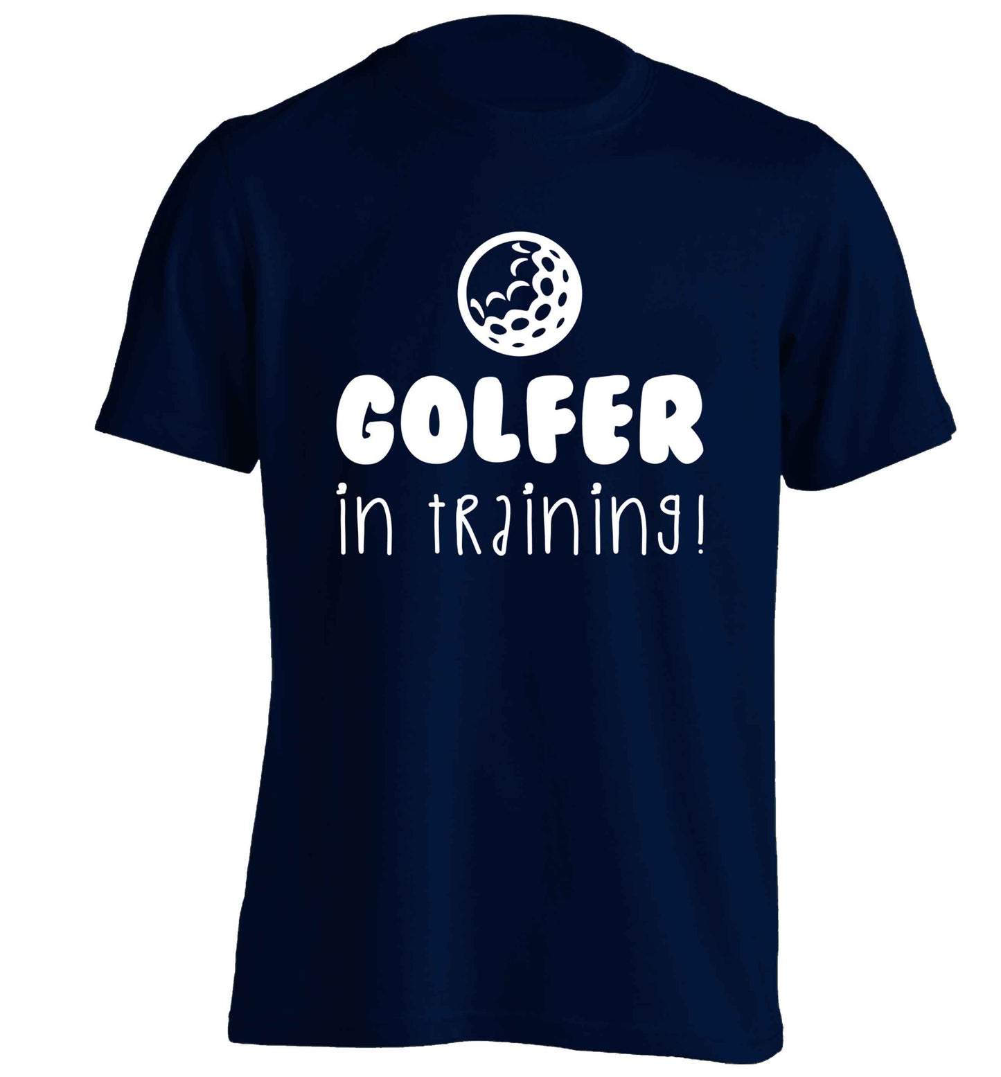 Golfer in training adults unisex navy Tshirt 2XL