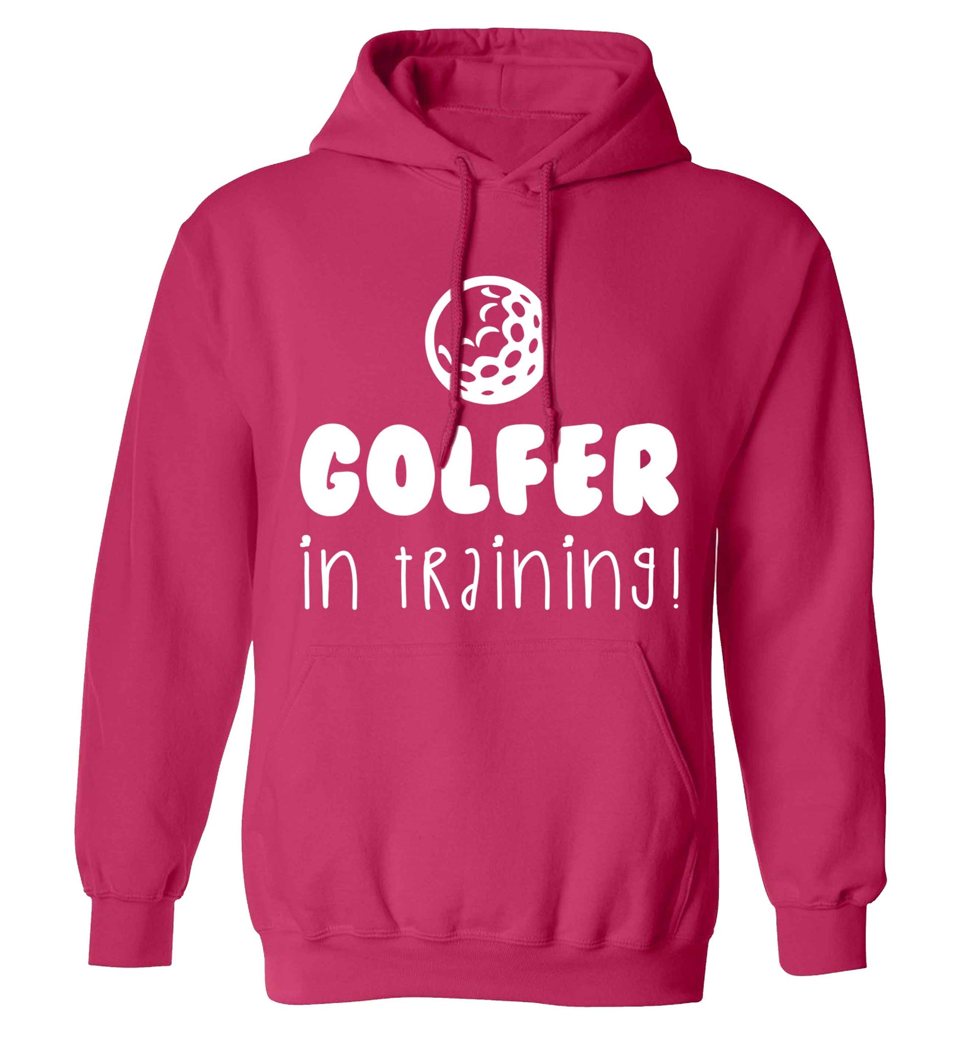 Golfer in training adults unisex pink hoodie 2XL