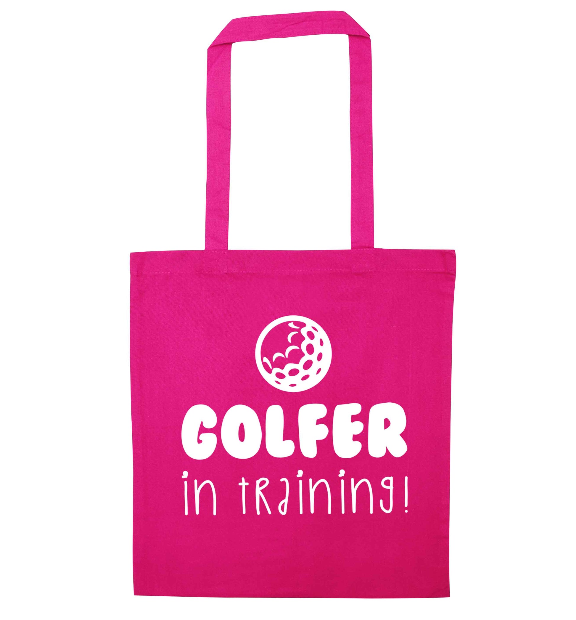 Golfer in training pink tote bag