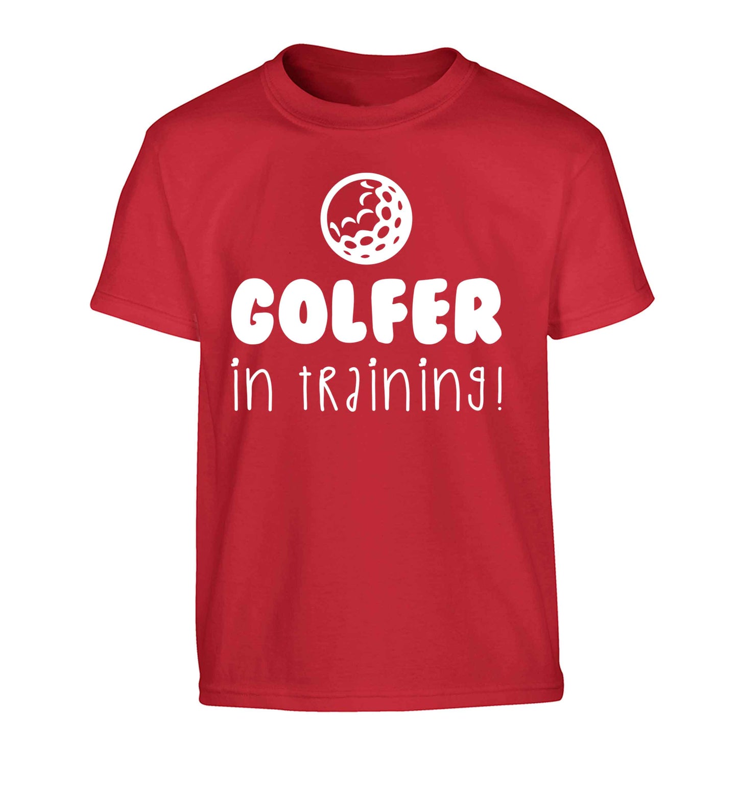 Golfer in training Children's red Tshirt 12-13 Years
