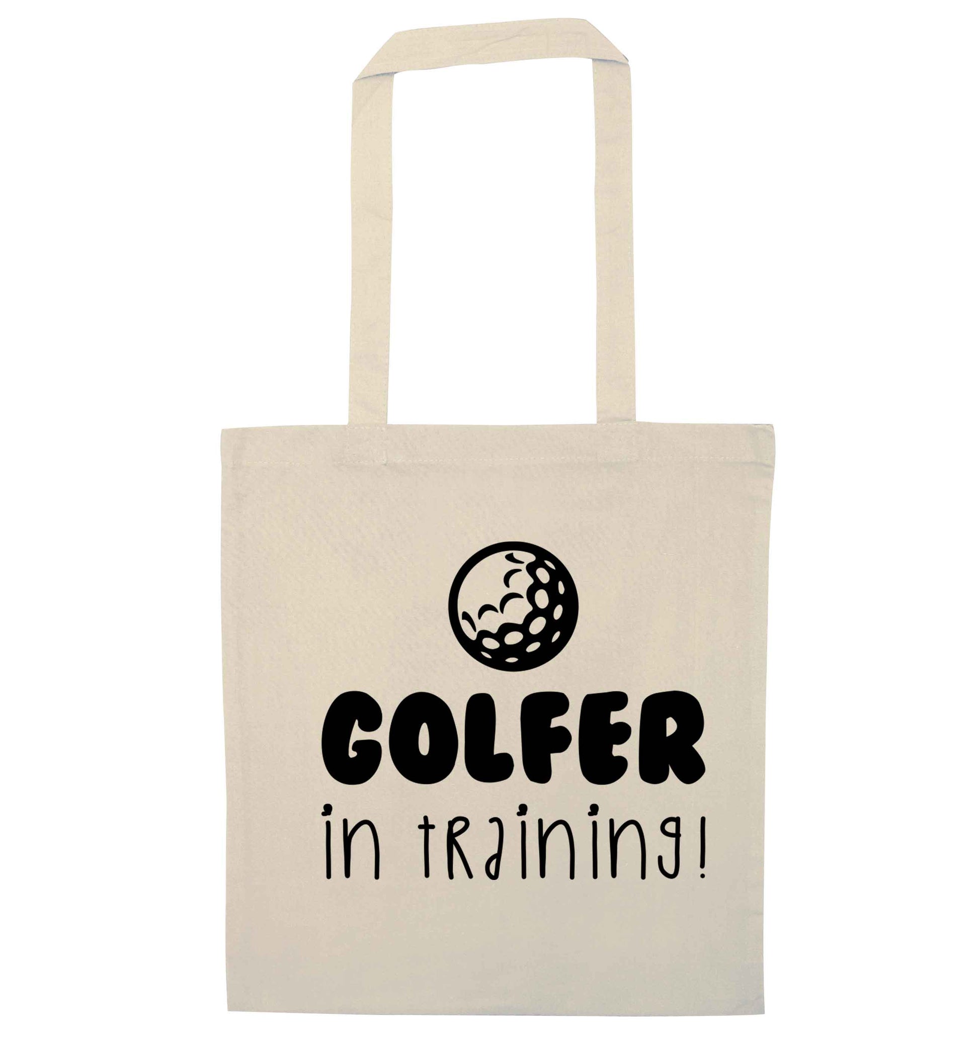 Golfer in training natural tote bag
