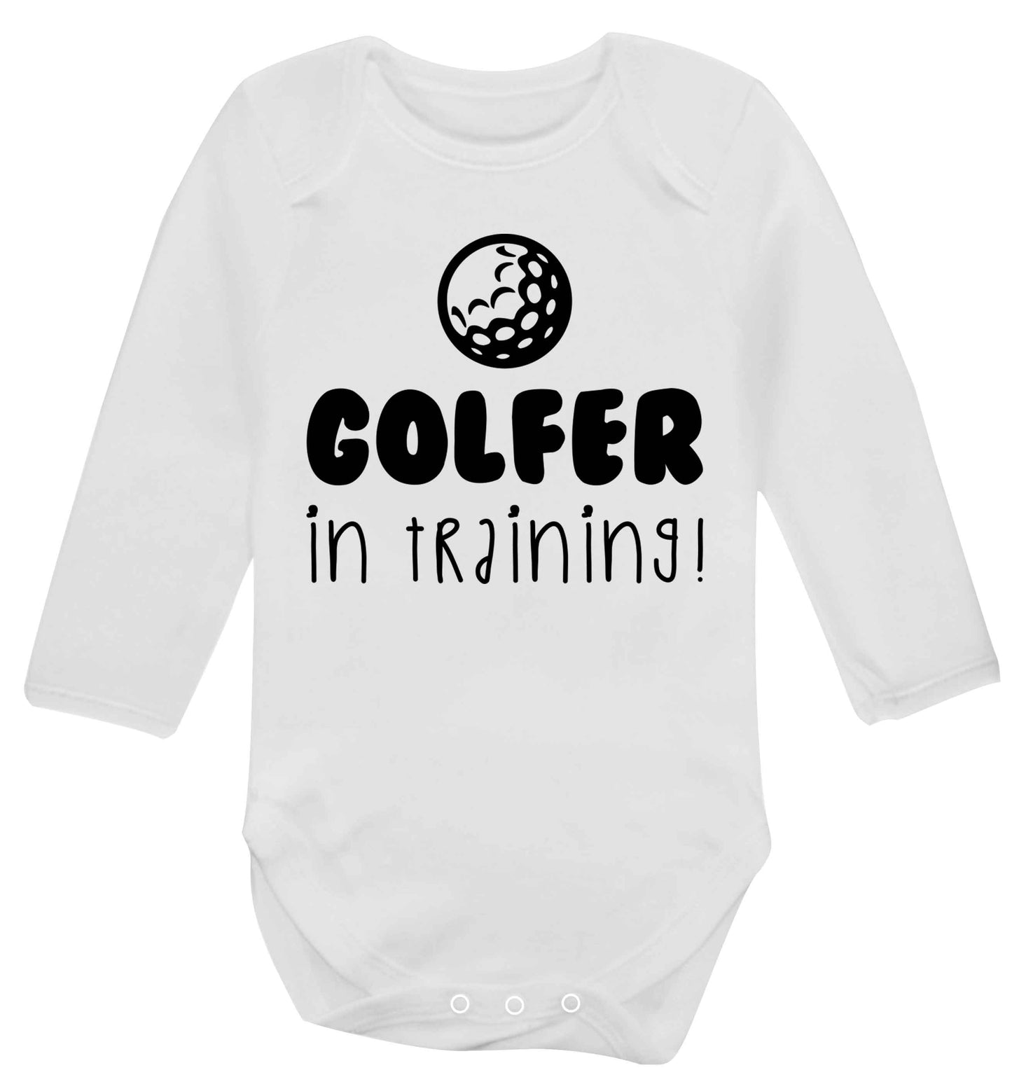 Golfer in training Baby Vest long sleeved white 6-12 months