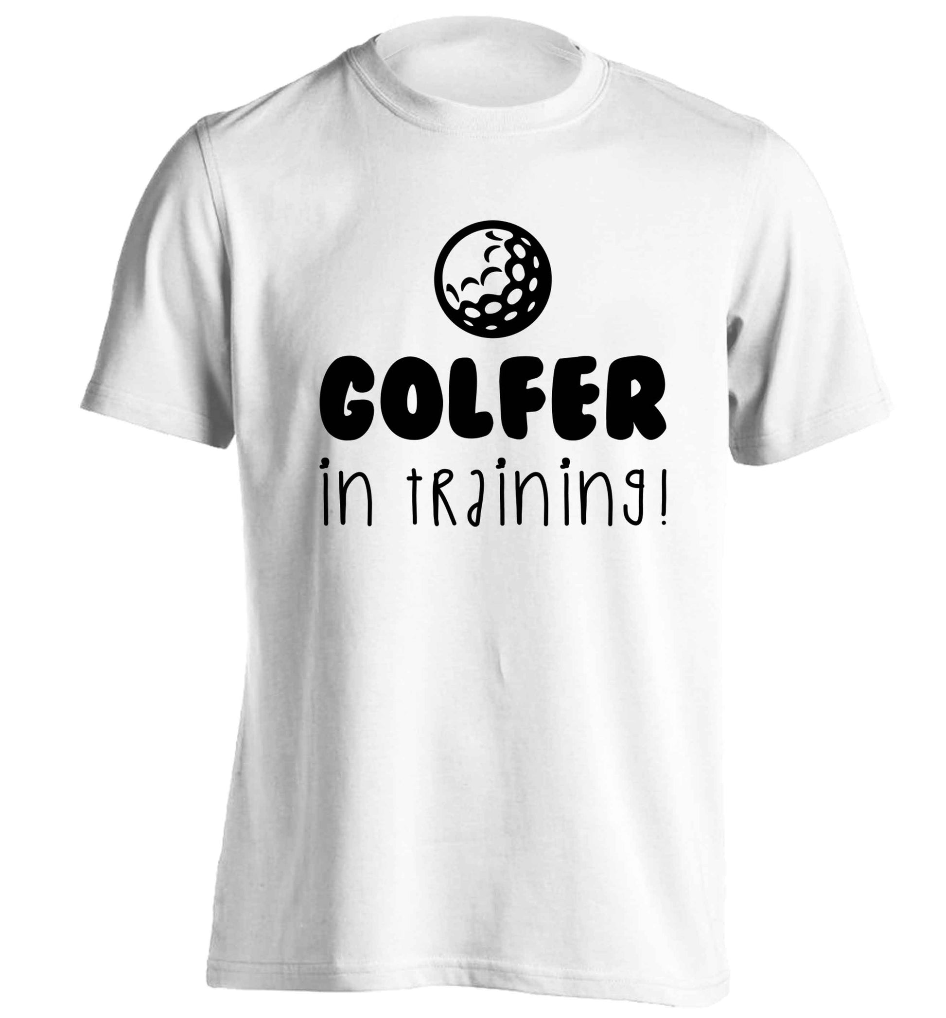 Golfer in training adults unisex white Tshirt 2XL