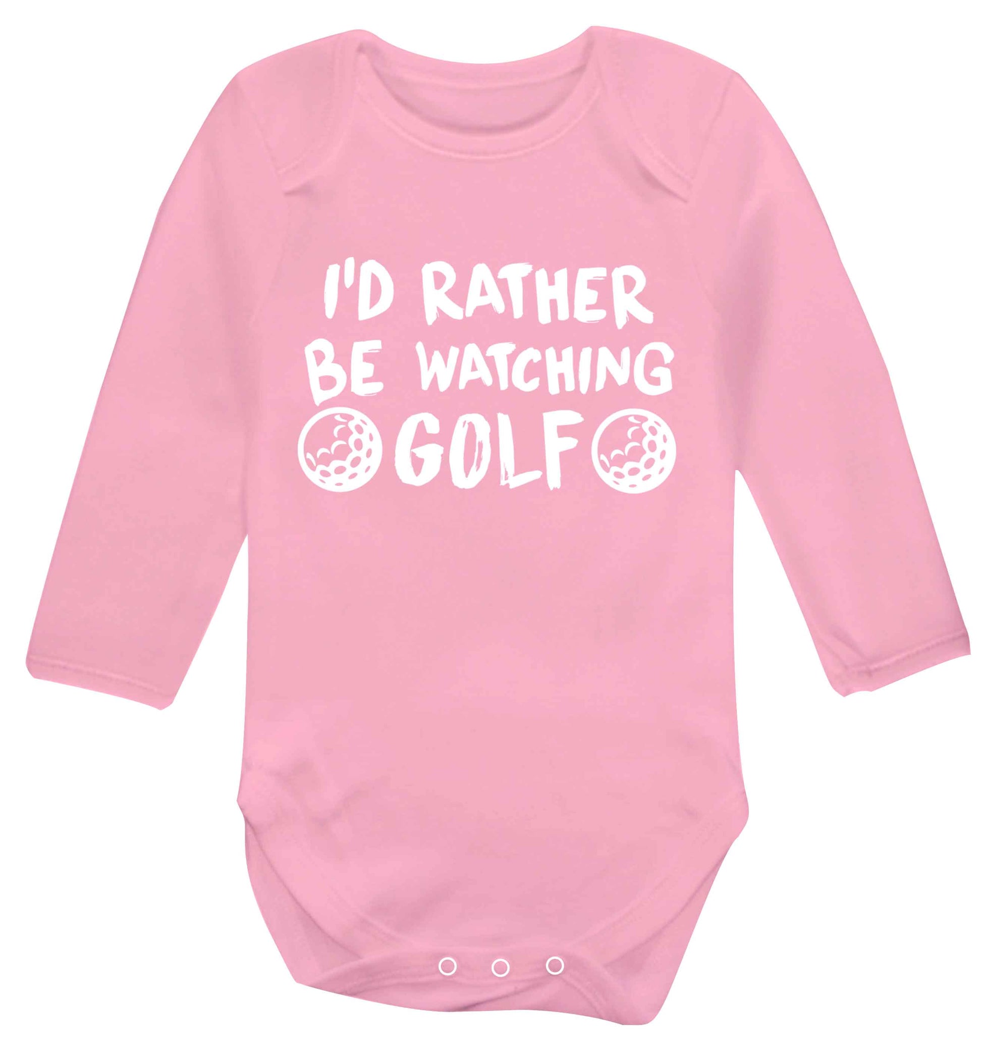 I'd rather be watching golf Baby Vest long sleeved pale pink 6-12 months