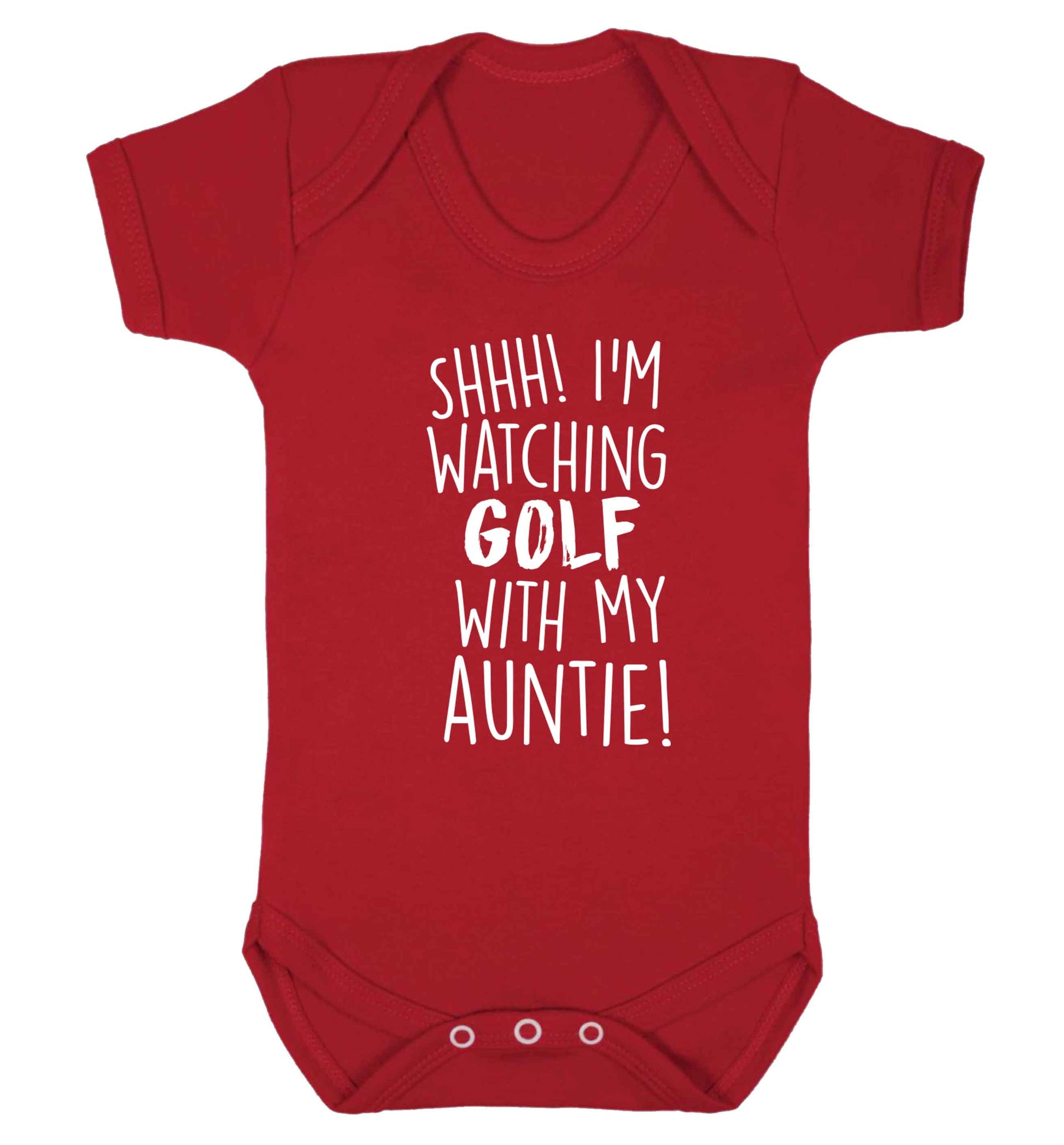Shh I'm watching golf with my auntie Baby Vest red 18-24 months