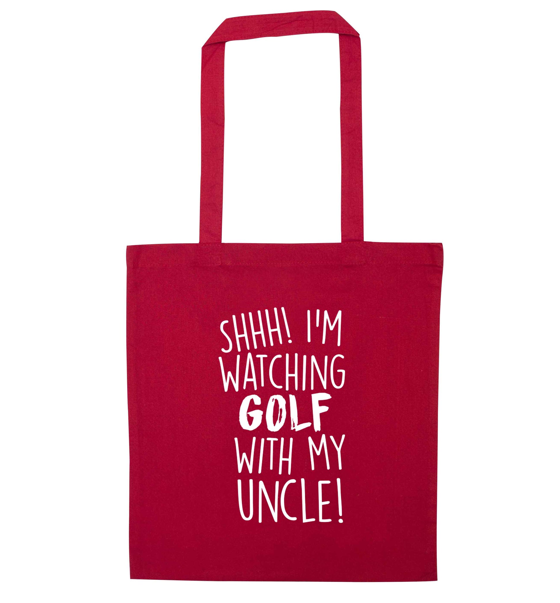 Shh I'm watching golf with my uncle red tote bag