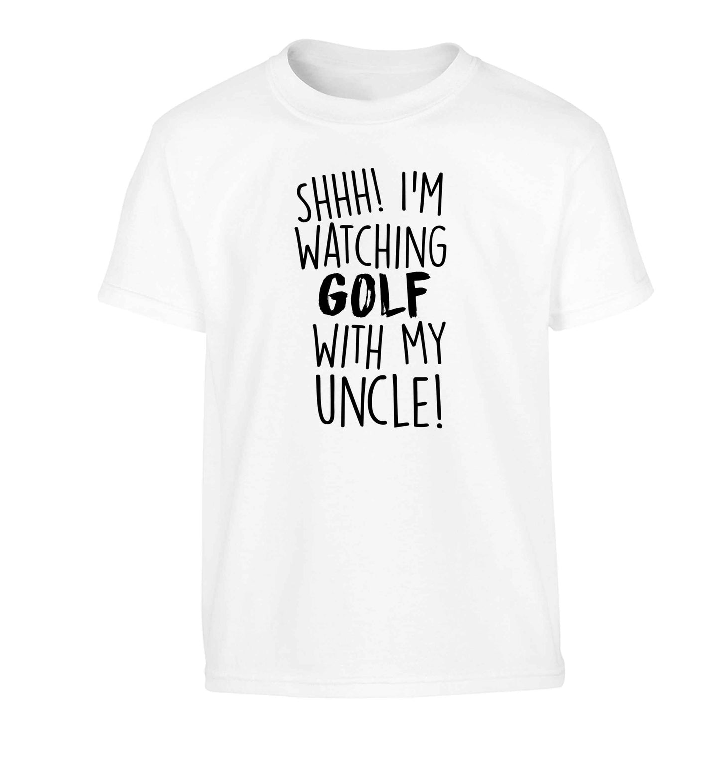 Shh I'm watching golf with my uncle Children's white Tshirt 12-13 Years