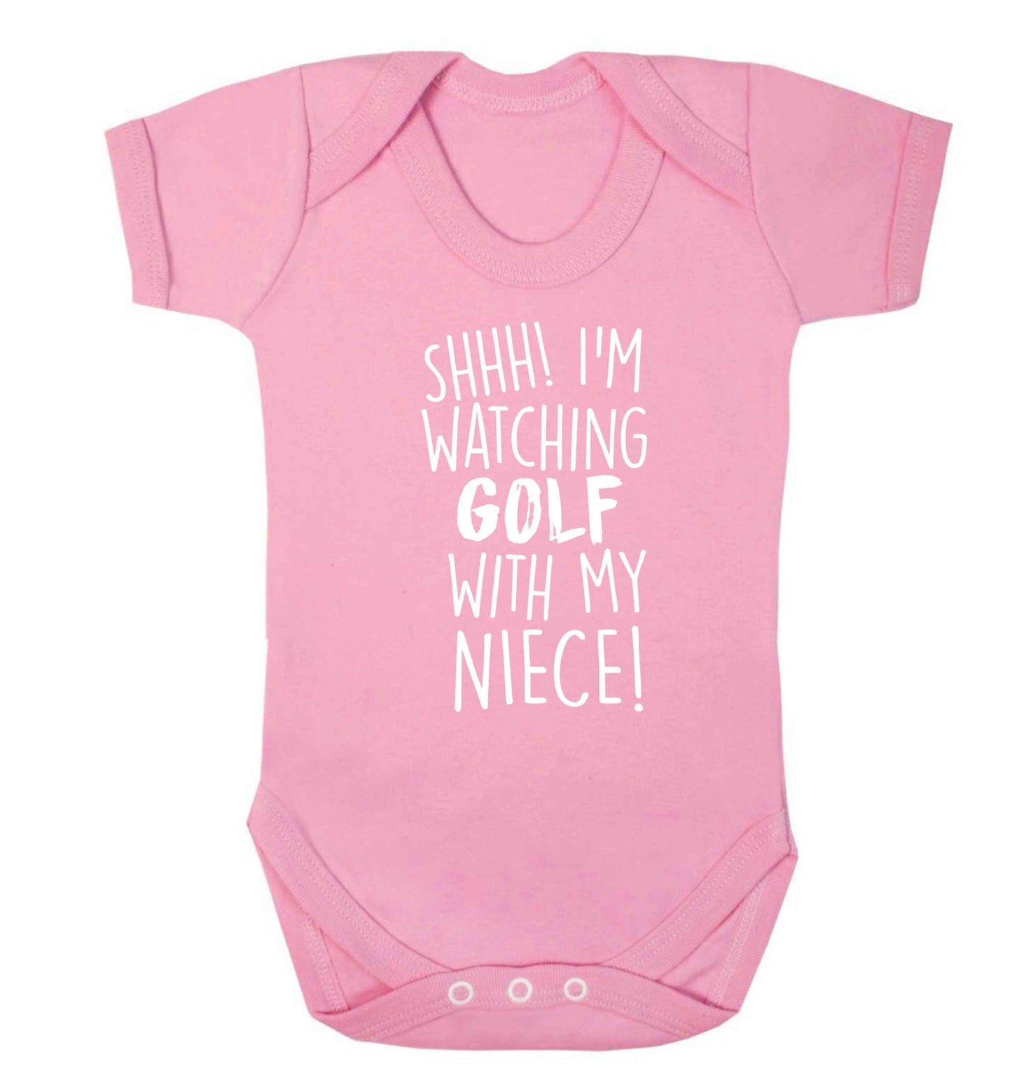 Shh I'm watching golf with my niece Baby Vest pale pink 18-24 months