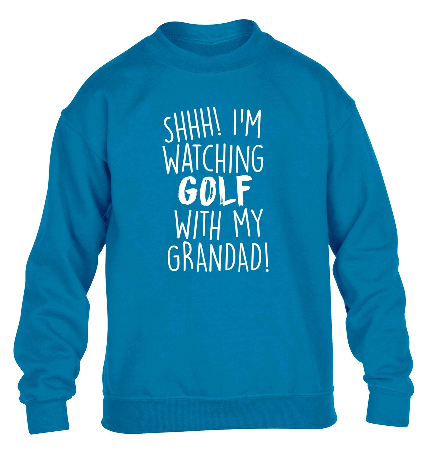 Shh I'm watching golf with my grandad children's blue sweater 12-13 Years