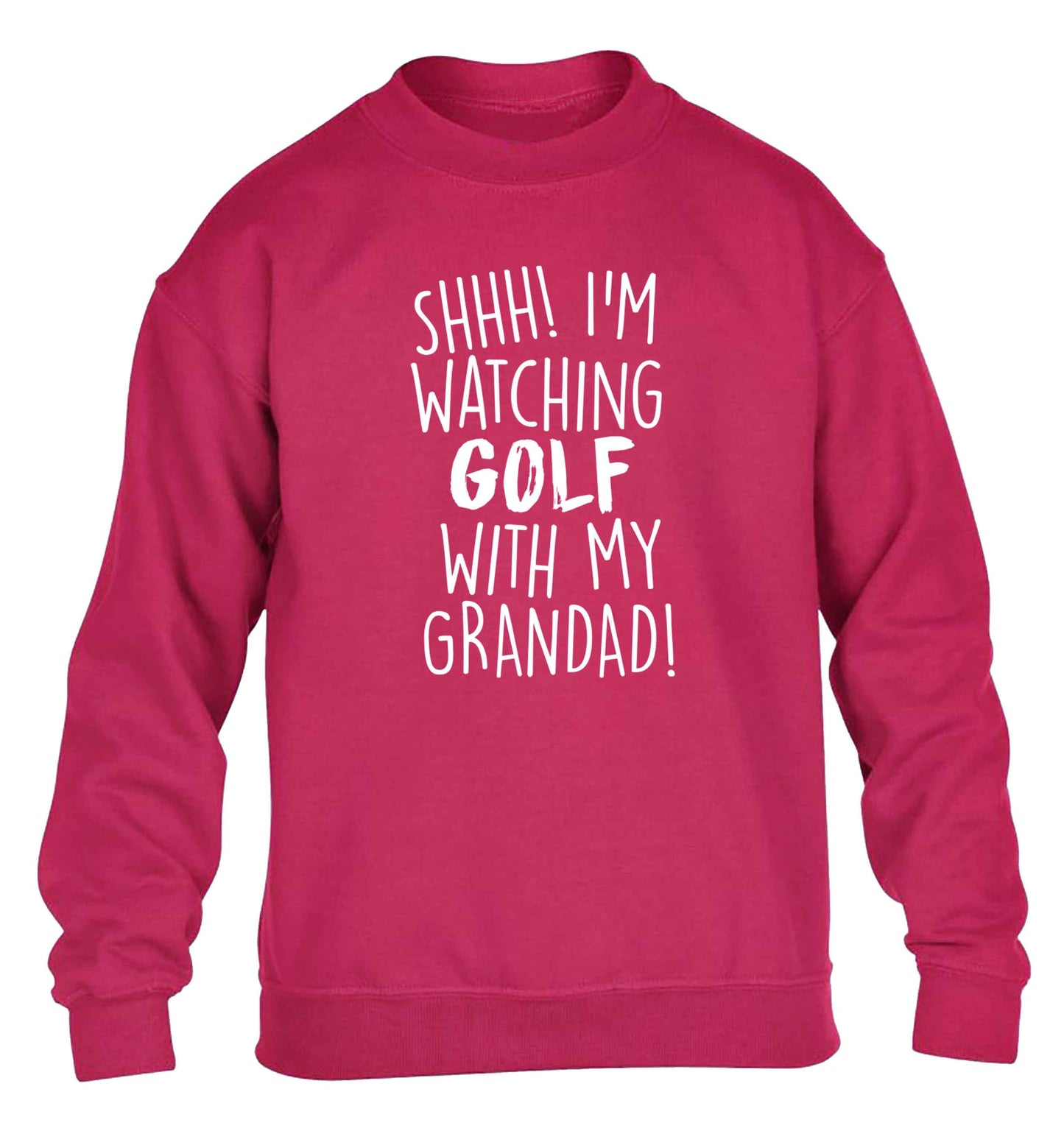 Shh I'm watching golf with my grandad children's pink sweater 12-13 Years