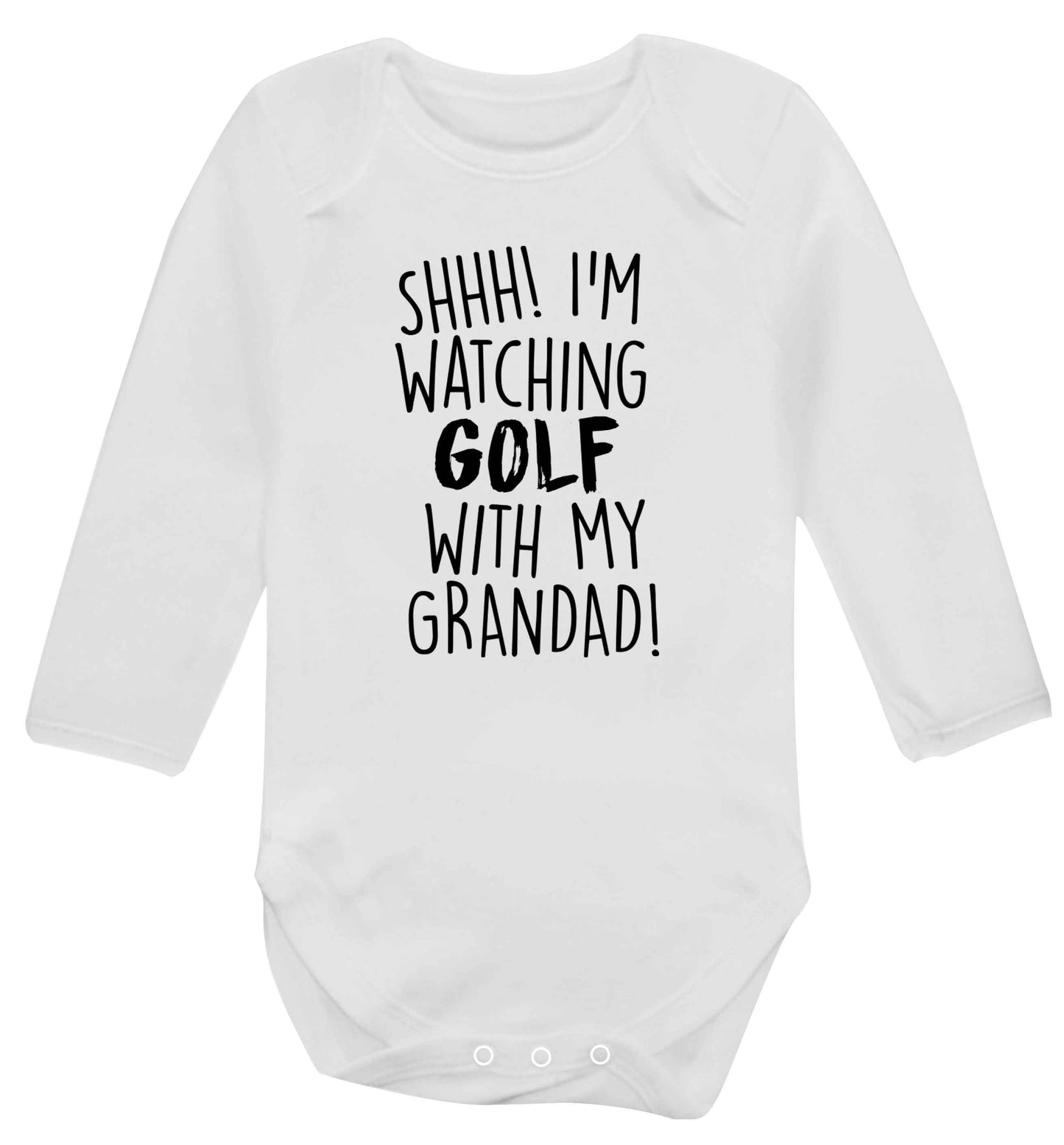 Shh I'm watching golf with my grandad Baby Vest long sleeved white 6-12 months