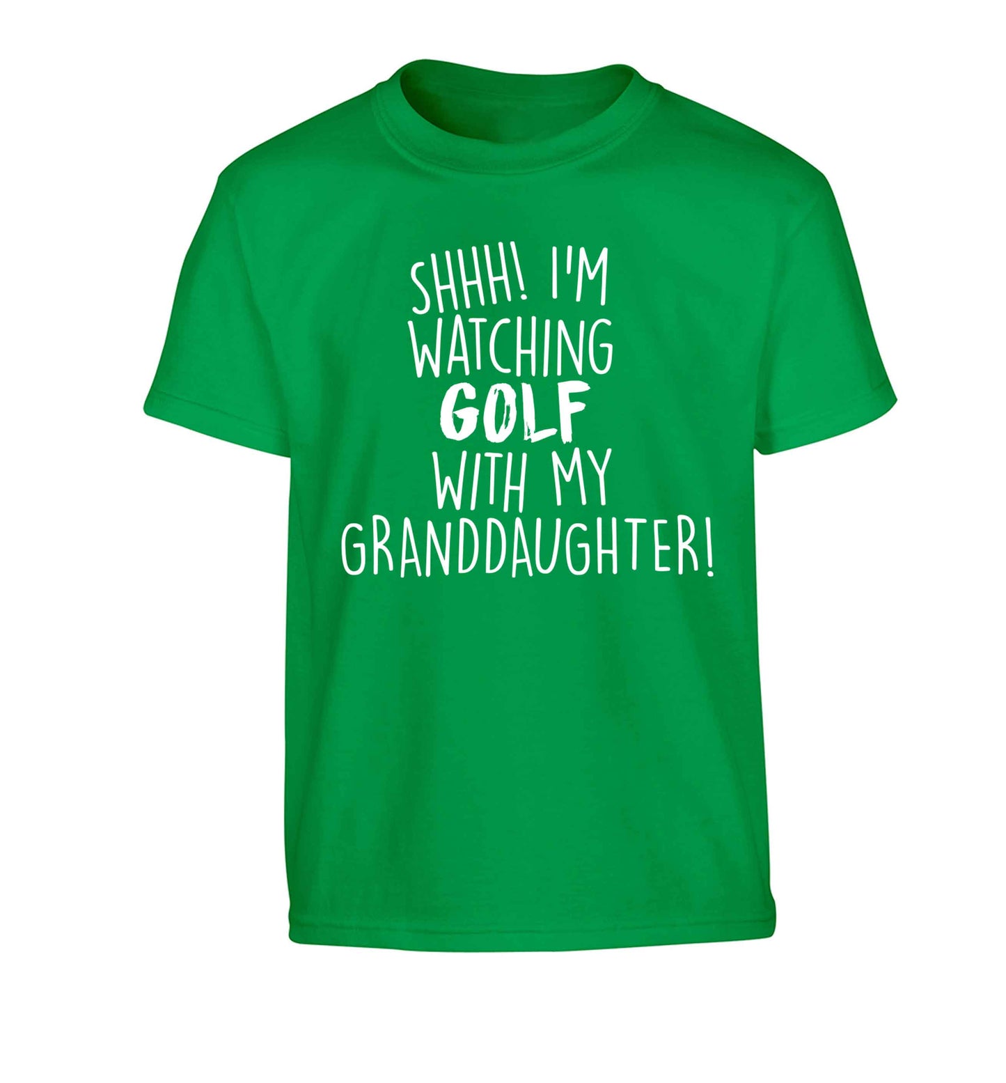Shh I'm watching golf with my granddaughter Children's green Tshirt 12-13 Years