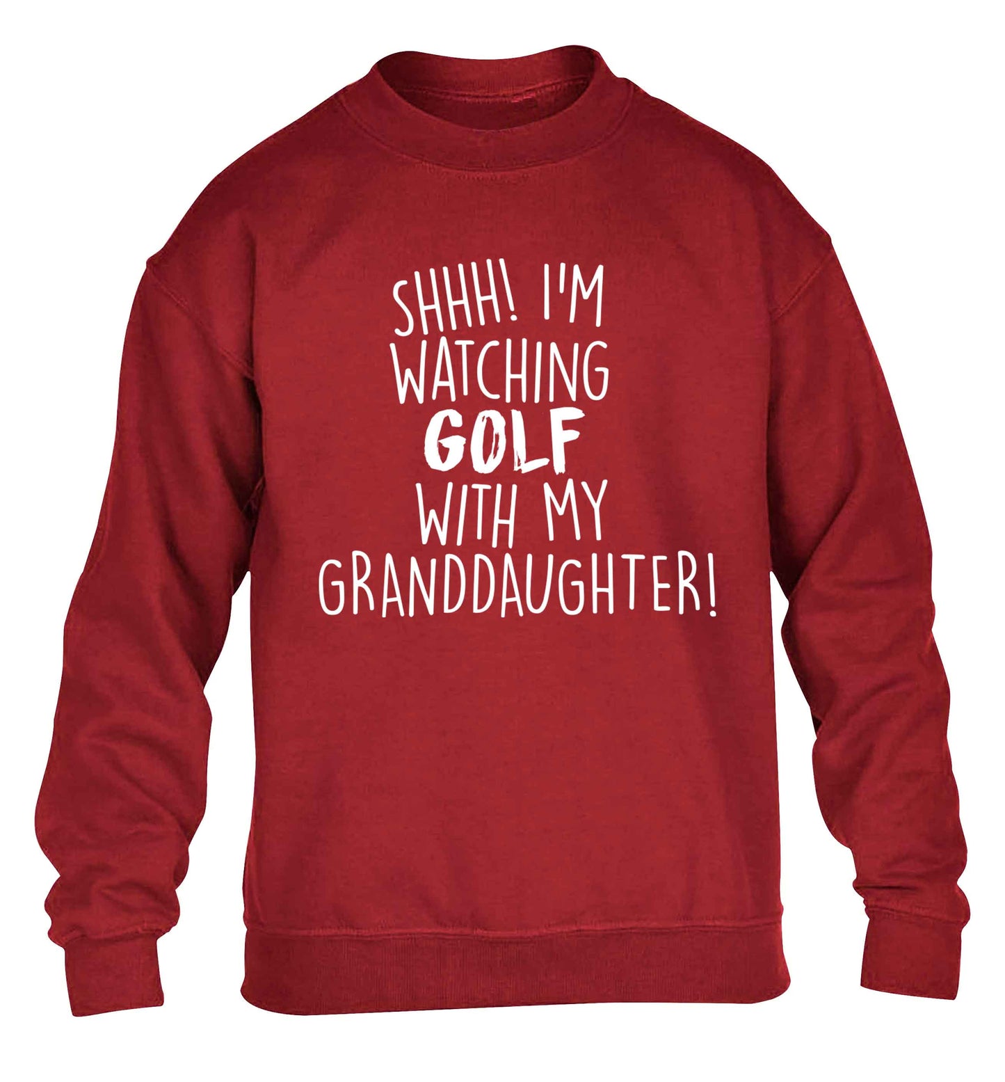 Shh I'm watching golf with my granddaughter children's grey sweater 12-13 Years