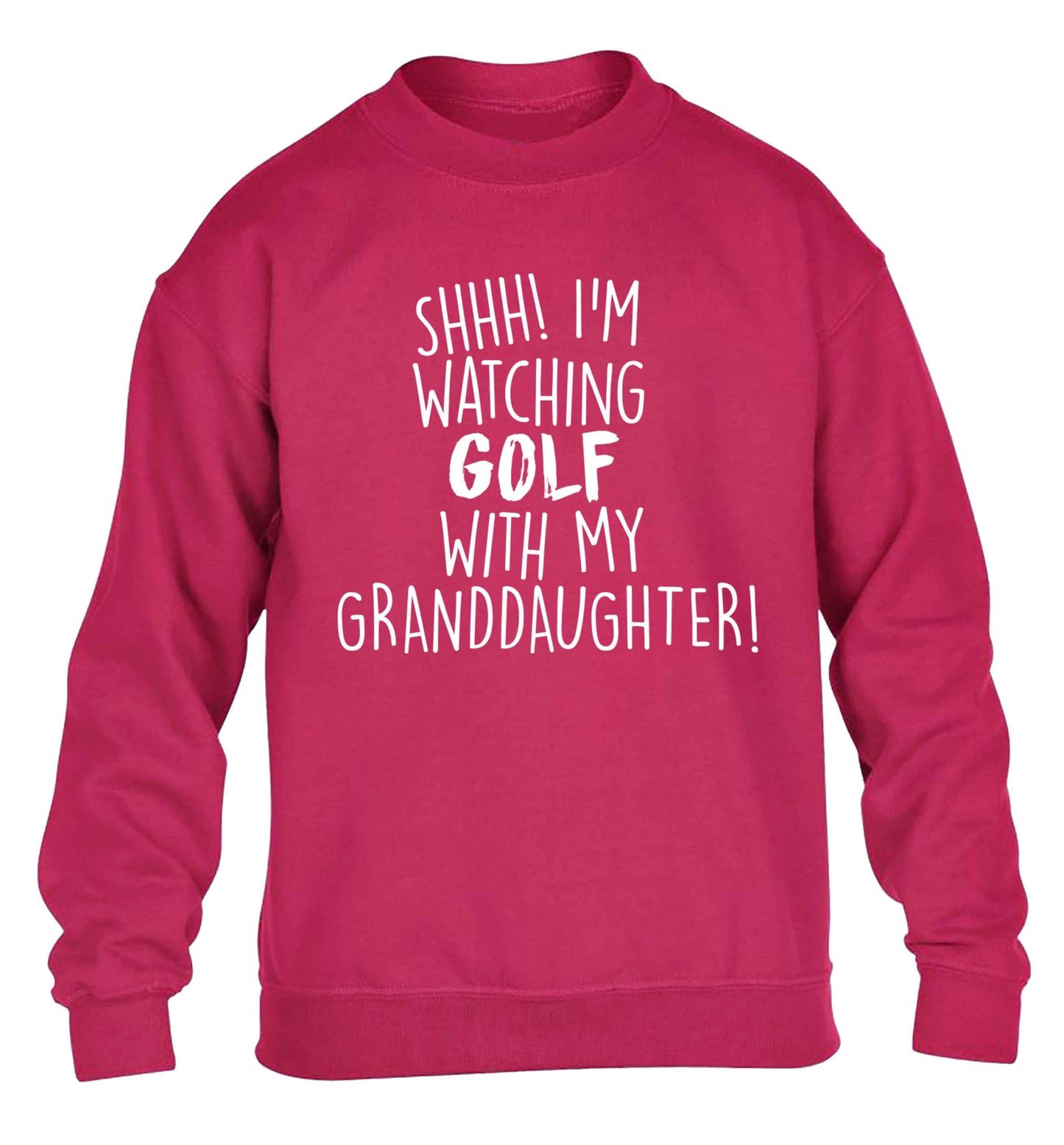 Shh I'm watching golf with my granddaughter children's pink sweater 12-13 Years