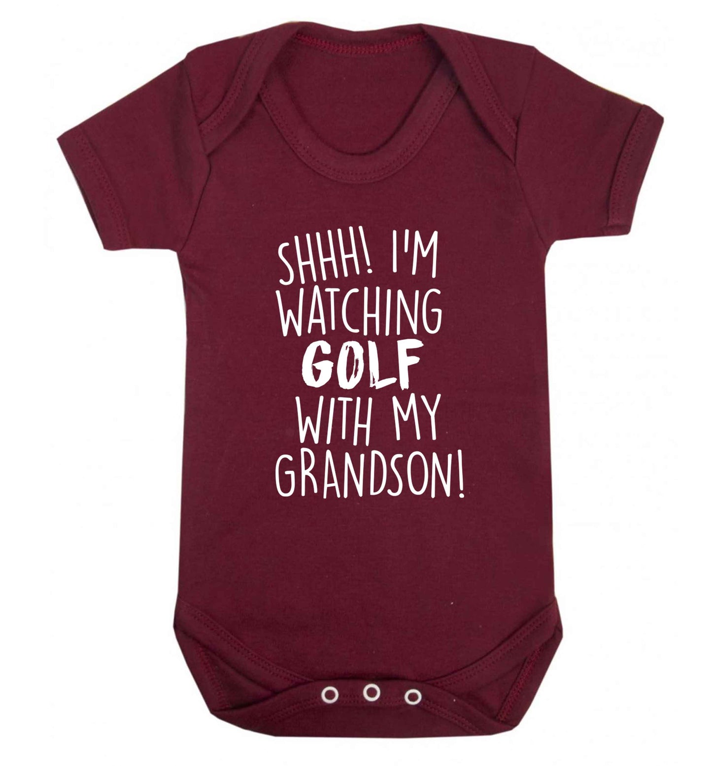 Shh I'm watching golf with my grandsonBaby Vest maroon 18-24 months