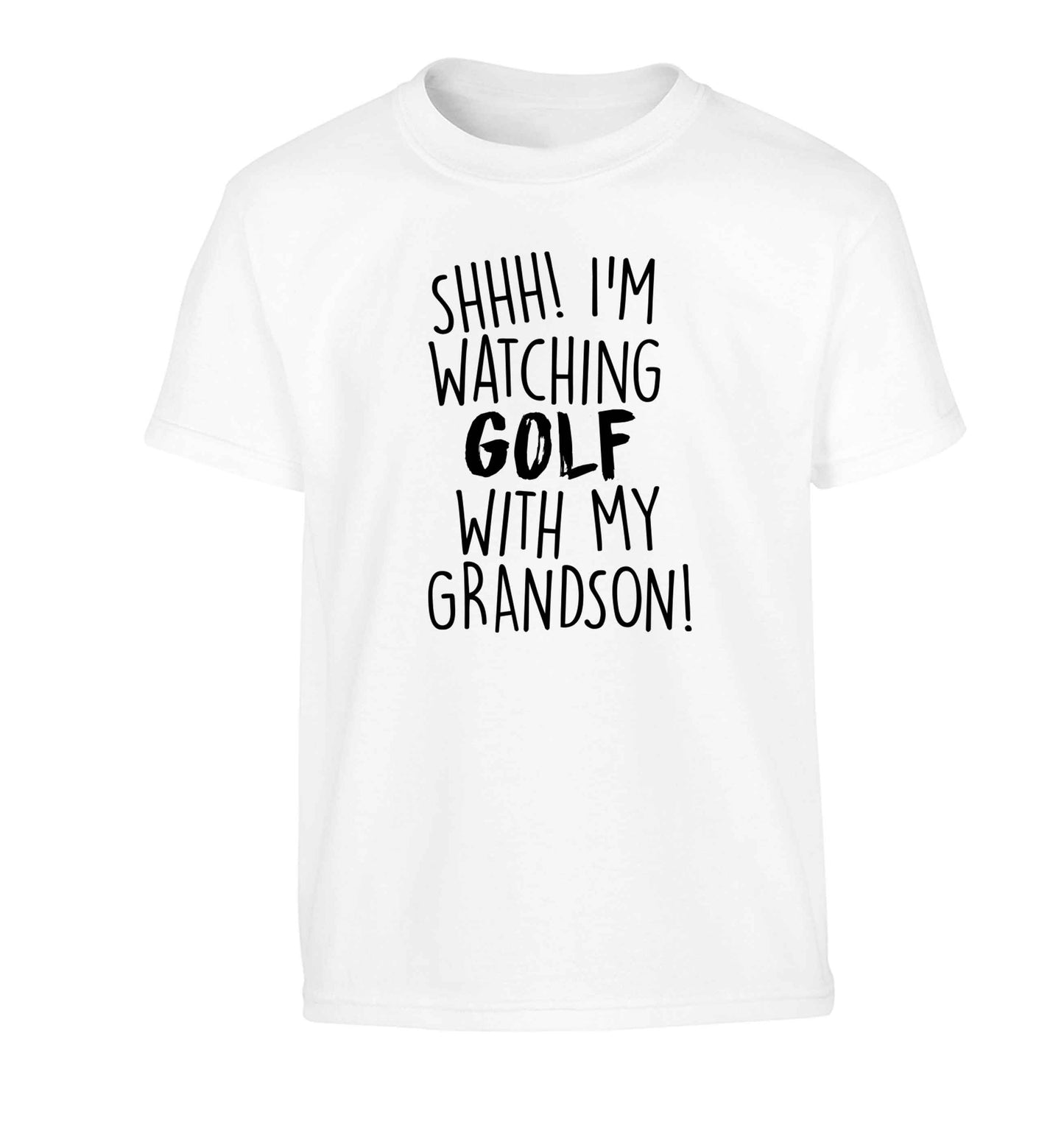 Shh I'm watching golf with my grandsonChildren's white Tshirt 12-13 Years