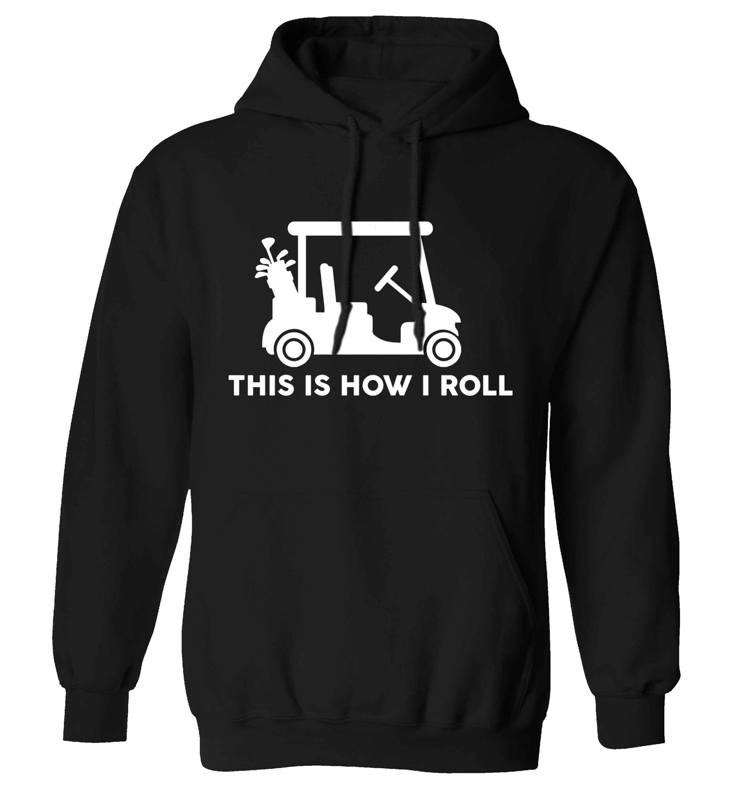 This is how I roll golf cart adults unisex black hoodie 2XL