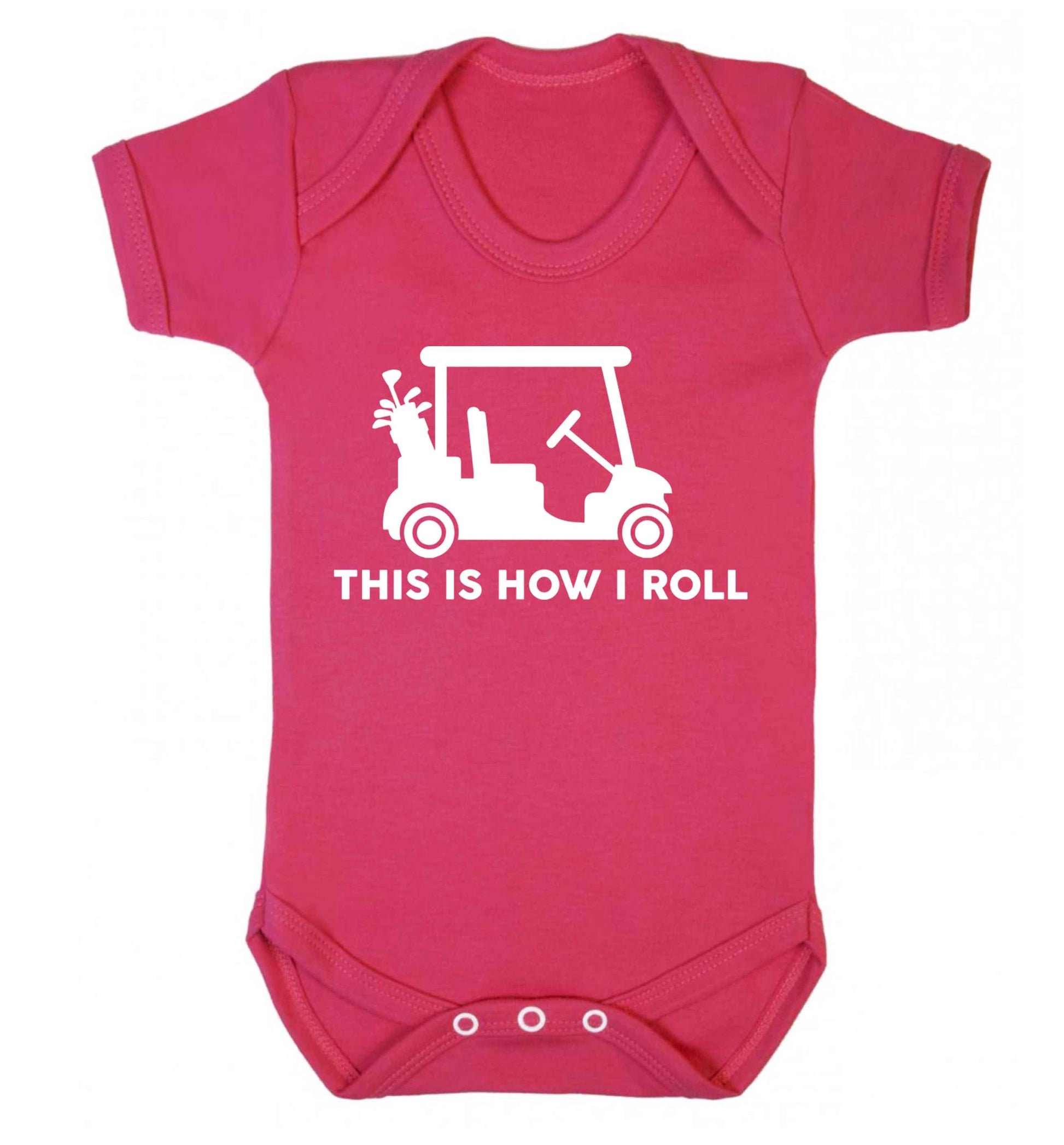 This is how I roll golf cart Baby Vest dark pink 18-24 months