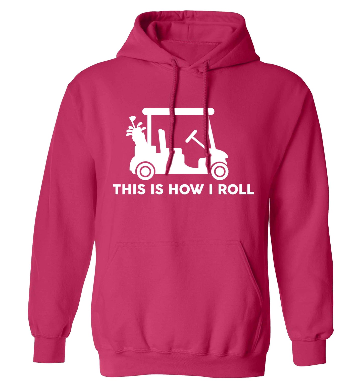 This is how I roll golf cart adults unisex pink hoodie 2XL