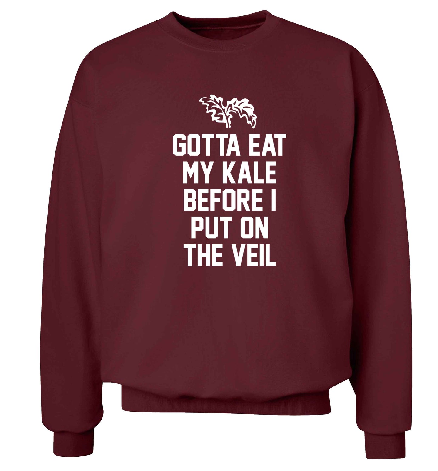 Gotta eat my kale before I put on the veil Adult's unisex maroon Sweater 2XL