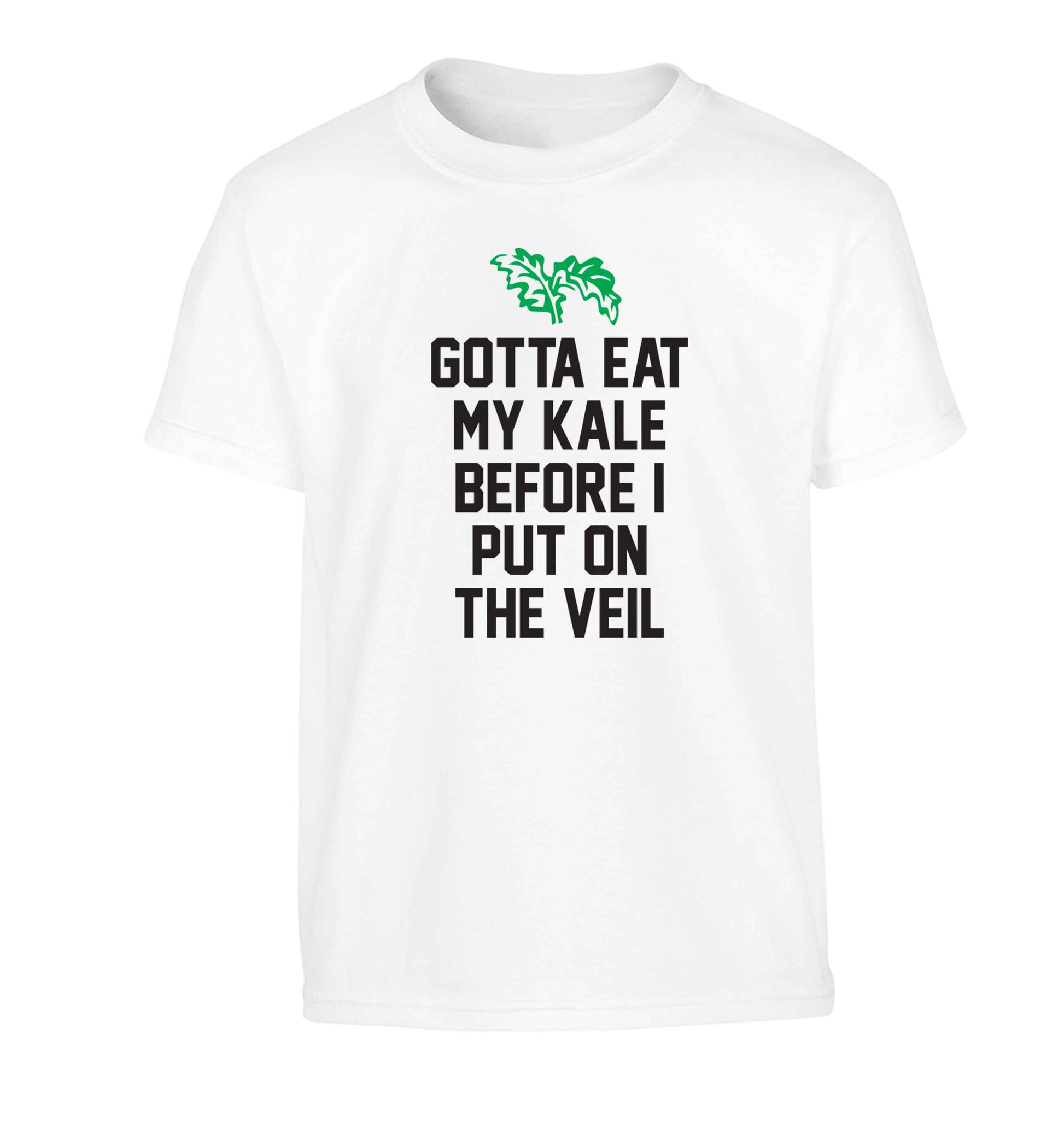 Gotta eat my kale before I put on the veil Children's white Tshirt 12-13 Years
