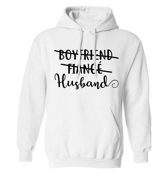 Boyfriend, fiance, husband adults unisex white hoodie 2XL