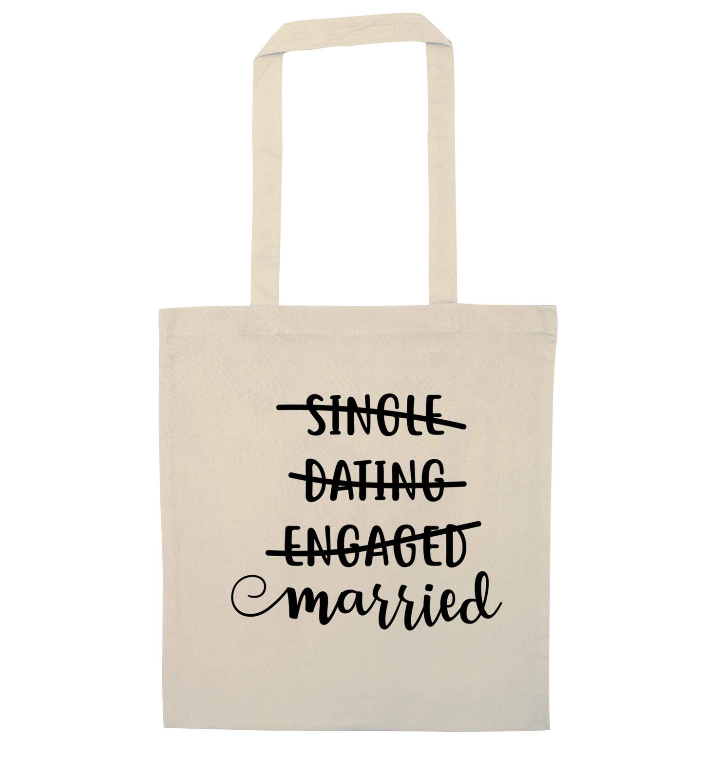 Single, dating, engaged, married natural tote bag