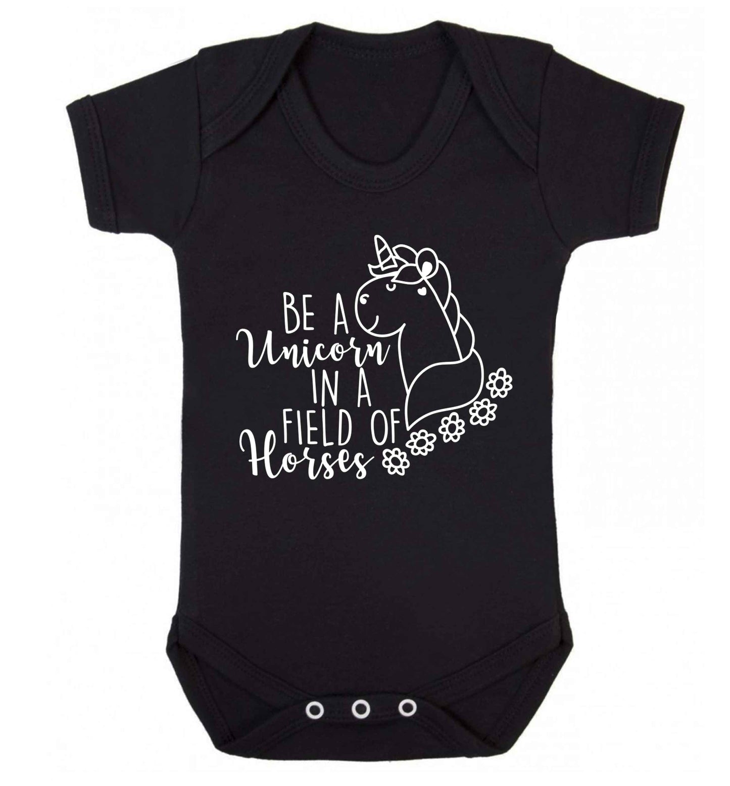 Be a unicorn in a field of horses Baby Vest black 18-24 months