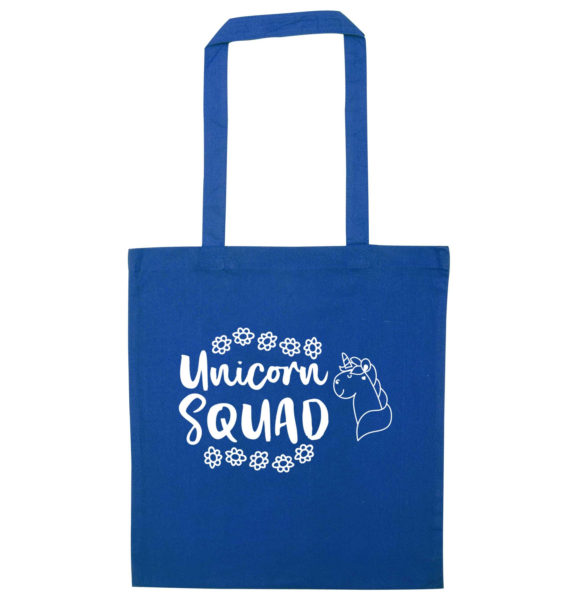 Unicorn Squad blue tote bag