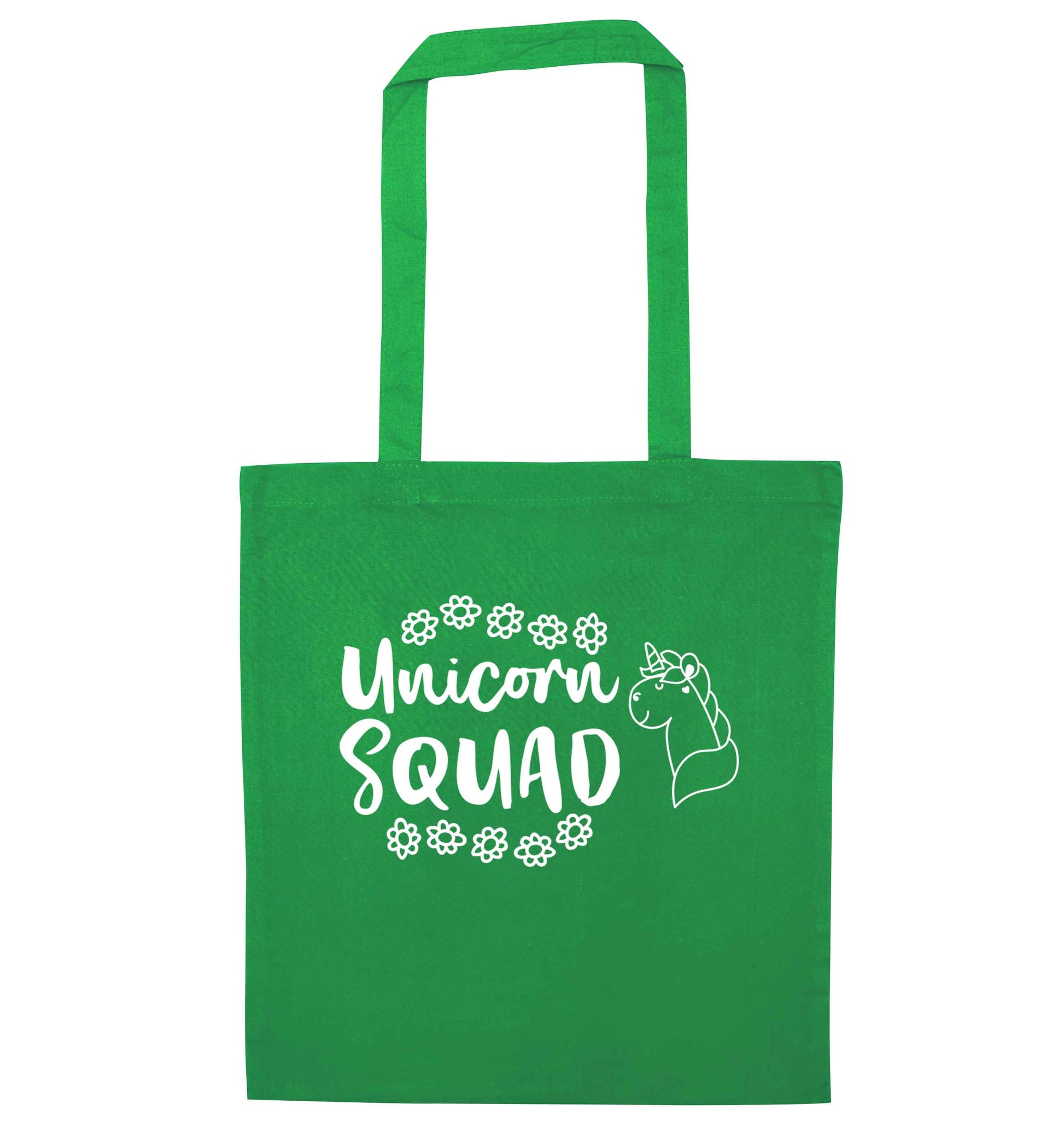 Unicorn Squad green tote bag