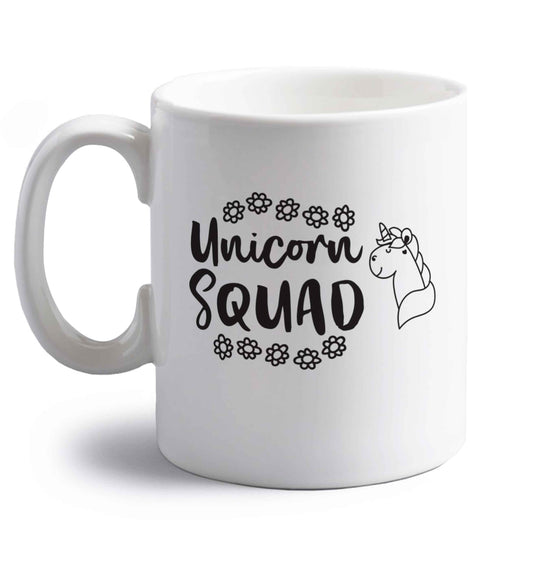 Unicorn Squad right handed white ceramic mug 