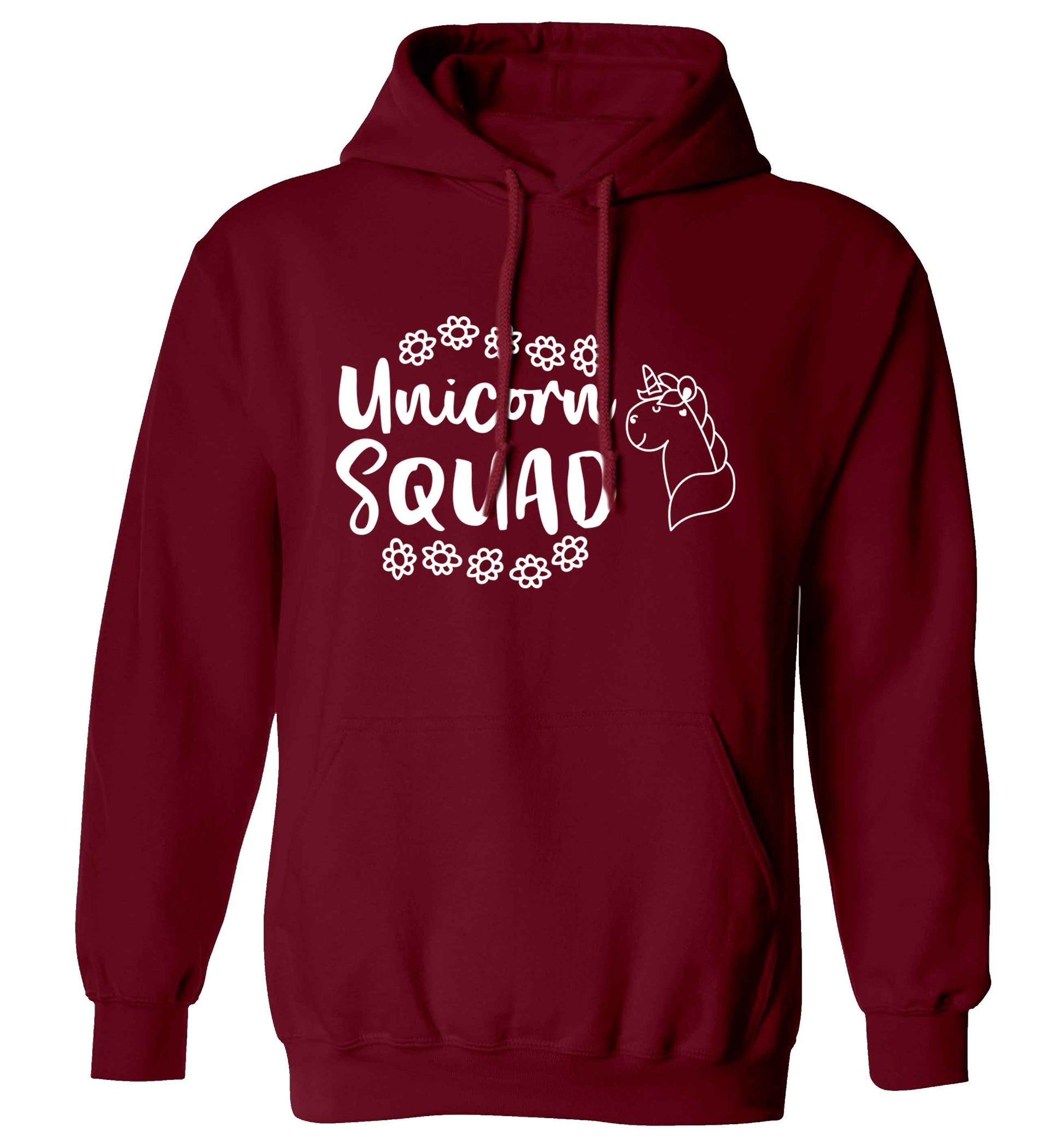 Unicorn Squad adults unisex maroon hoodie 2XL