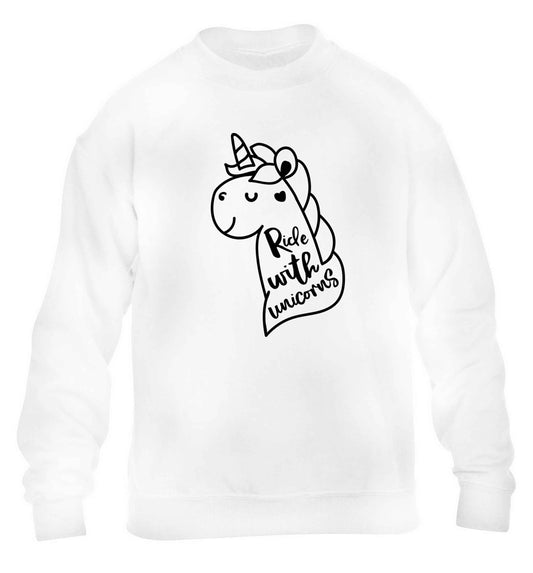 Ride with unicorns children's white sweater 12-13 Years