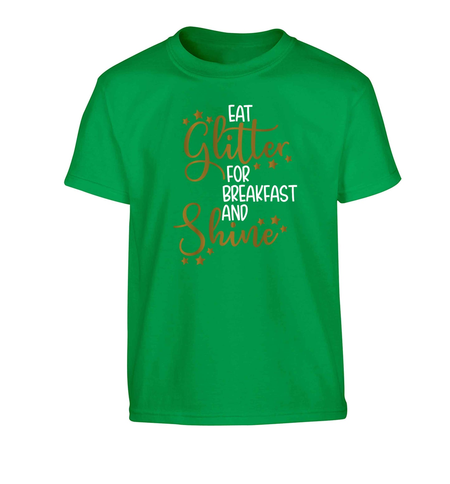 Eat glitter for breakfast and shine all day Children's green Tshirt 12-13 Years