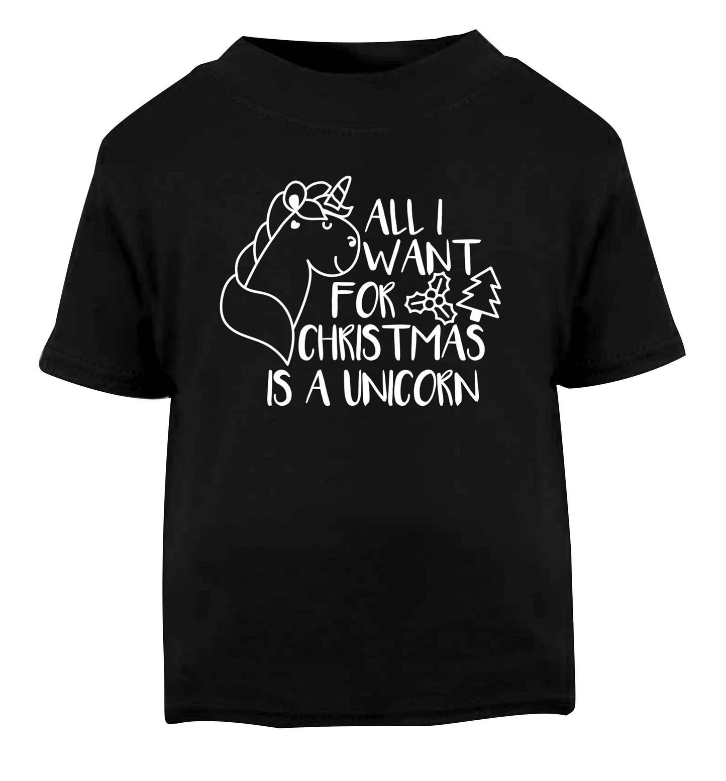 All I want for Christmas is a unicorn Black Baby Toddler Tshirt 2 years