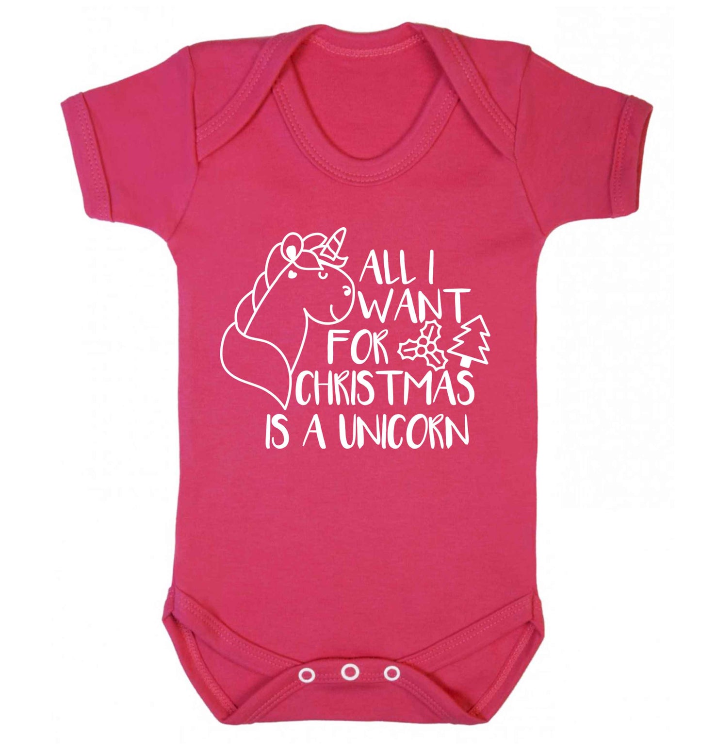 All I want for Christmas is a unicorn Baby Vest dark pink 18-24 months