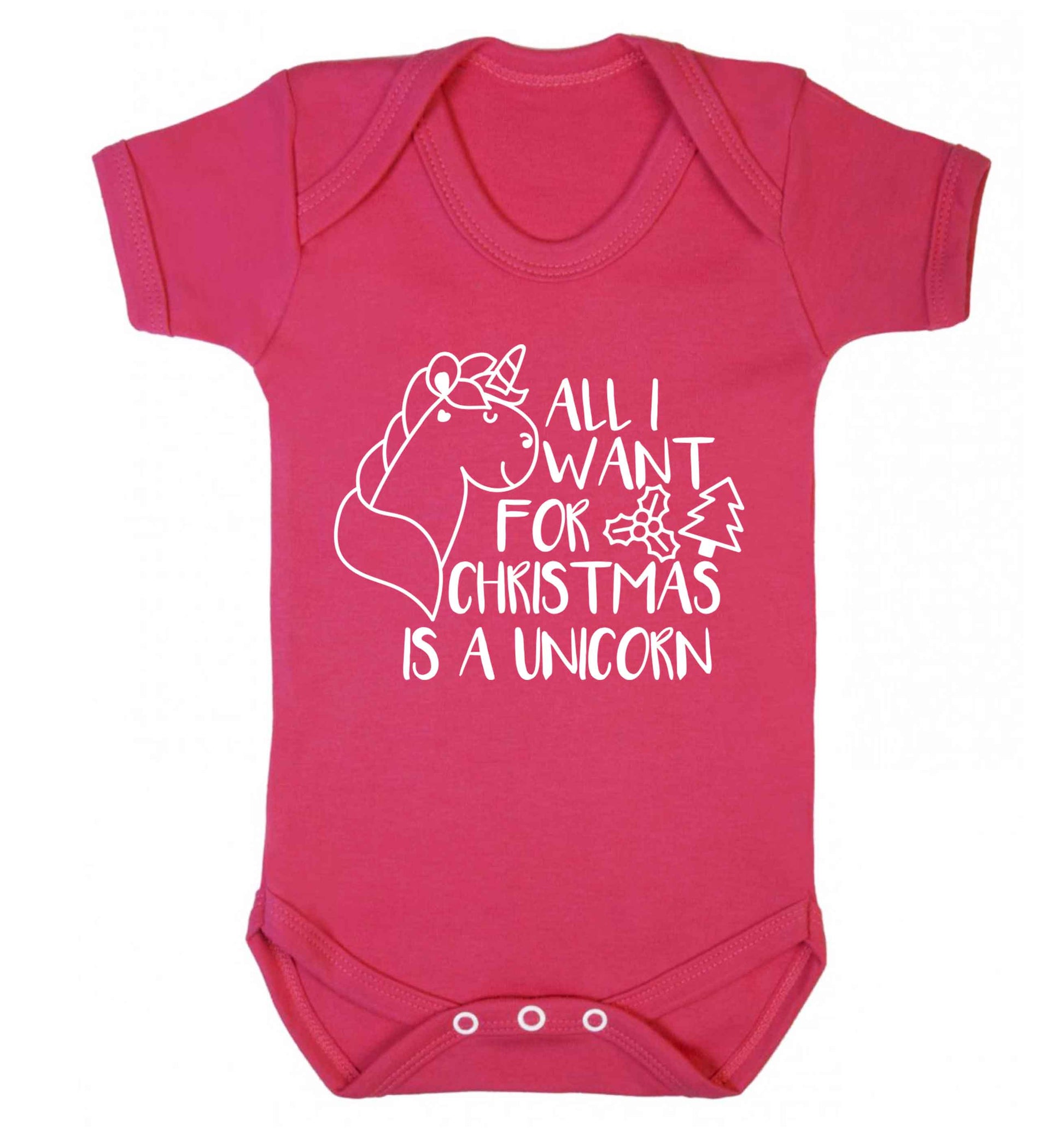 All I want for Christmas is a unicorn Baby Vest dark pink 18-24 months