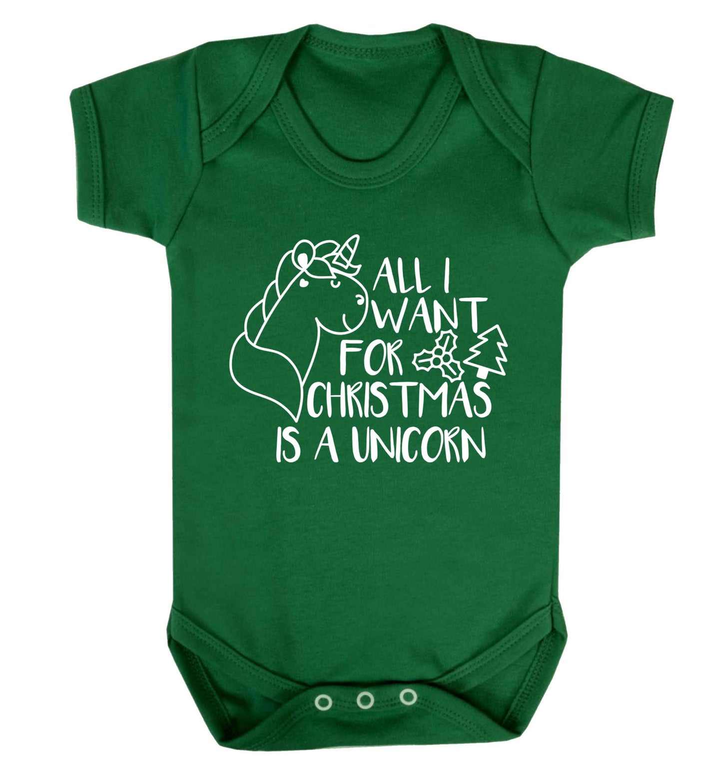 All I want for Christmas is a unicorn Baby Vest green 18-24 months