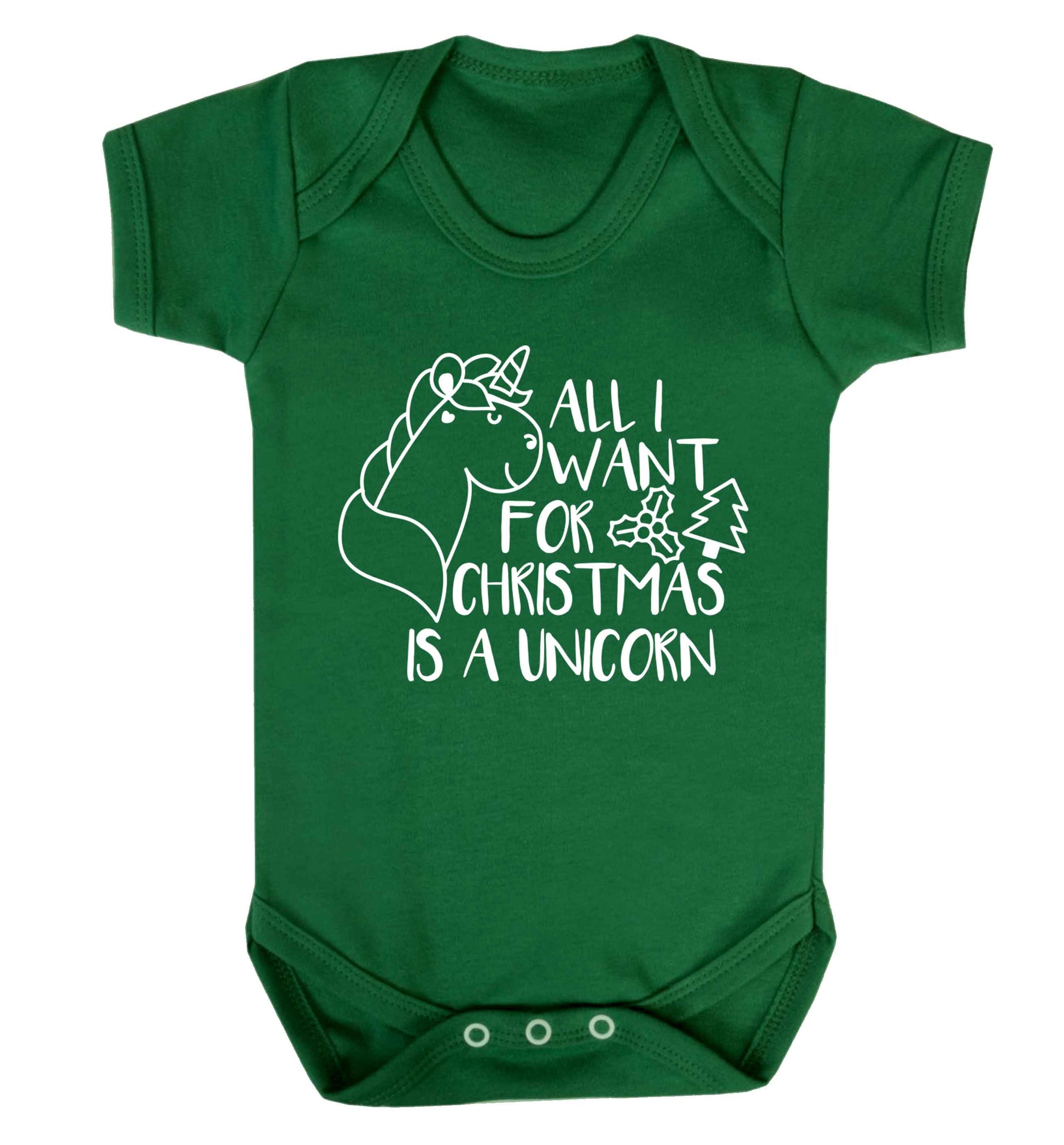 All I want for Christmas is a unicorn Baby Vest green 18-24 months